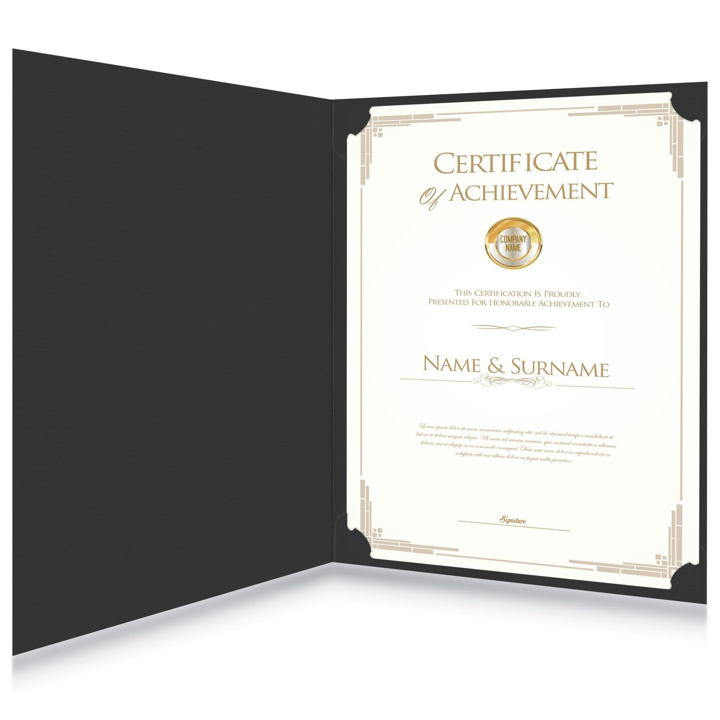 HAUTOCO 90 Pcs Certificate Holders, Black Diploma Folders Document Covers with Gold Foil Border for Letter Size 8.5x11 Cardstock, Award, Graduation