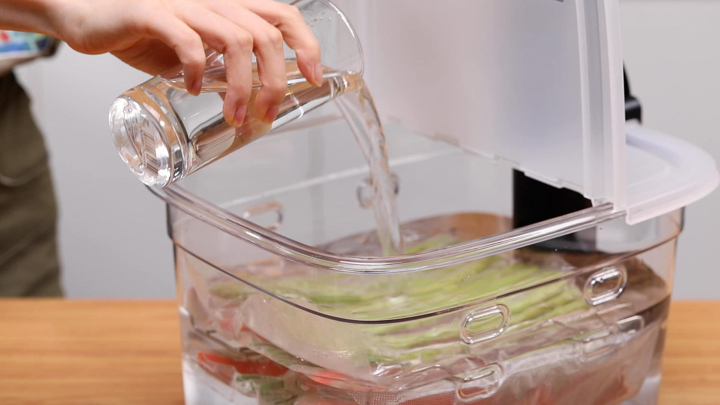 EVERIE Versatile 12-Quart Sous Vide Container with Built-in Rack and Collapsible Hinged Lid and Insulated Container Sleeve Compatible with All Sous Vide Cookers, KIT-1202-TYPP