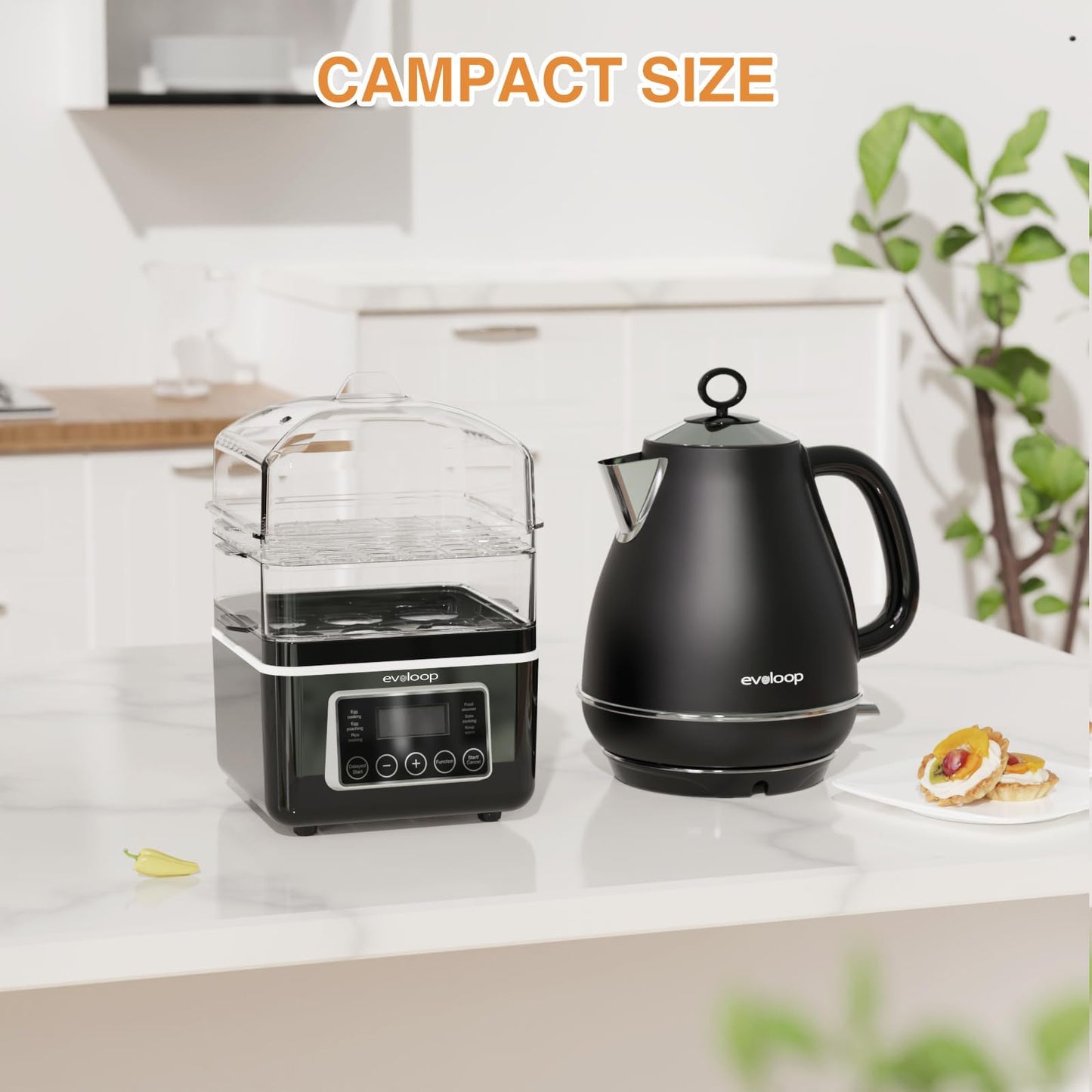 2 Tiers Mini Electric Food Steamer for Cooking, 4 QT Digital Multi Vegetable Steamer with BPA-Free Stackable Baskets, Rapid Egg Cooker Egg Steamer with Auto Shut-Off, Ideal for Veggies, Seafood, Rice