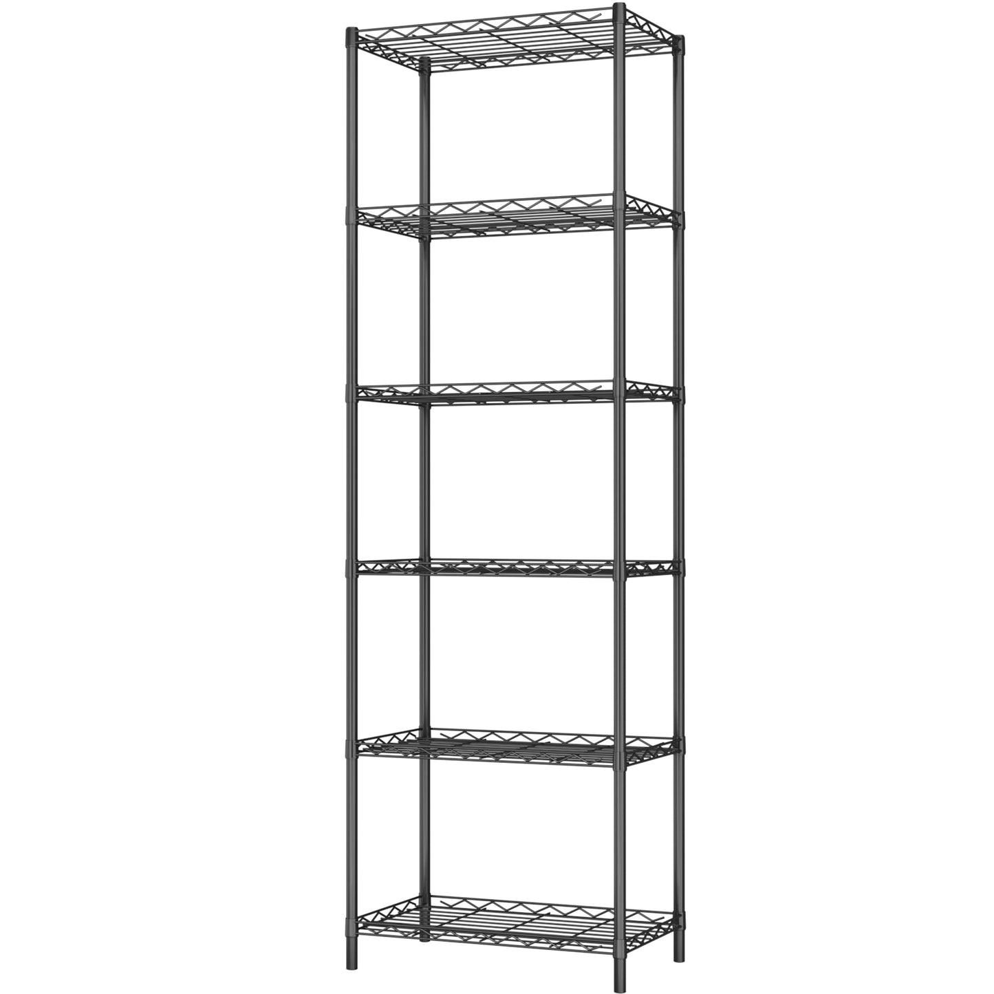 HOMEFORT 6-Tier Wire Shelving, 6 Shelves Unit Metal Storage Rack, Durable Organizer, Perfect for Pantry Closet Kitchen Laundry Organization (Black)
