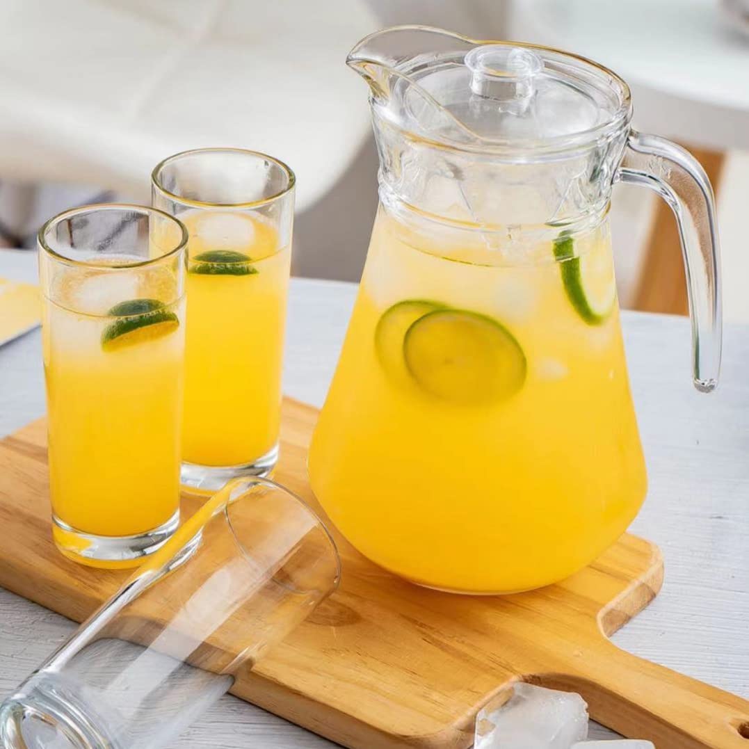 SOUJOY 2 Pack Plastic Pitcher, 2L/68 Oz Clear Iced Water Jug with Lid and Handle, Heat Resistant BPA-Free Tea Pitcher for Lemonade, Juice, Milk, Cold or Hot Beverage