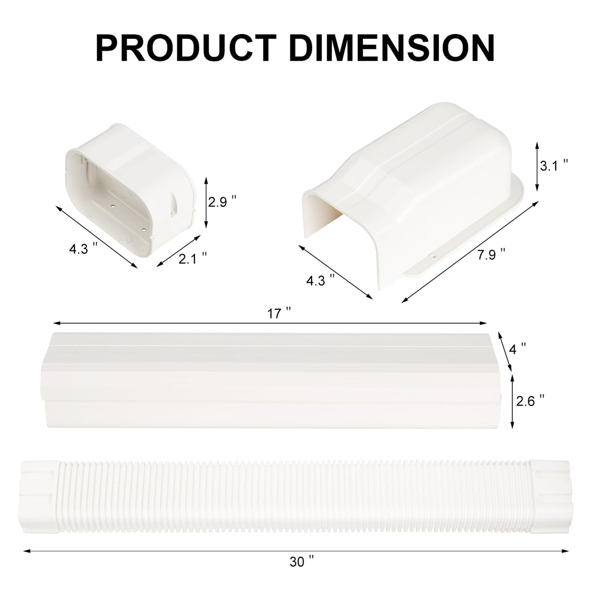 Kalkehay 4" W 9Ft L Line Set Cover for Mini Split and Central Air Conditioners Decorative PVC Line Cover Kit for Outdoor AC Heat Pump Systems