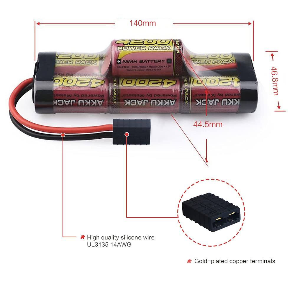Melasta 8.4V 4200mAh 7-Cell Hump NiMH Battery Pack Compatible with Traxxas RC Racing Car
