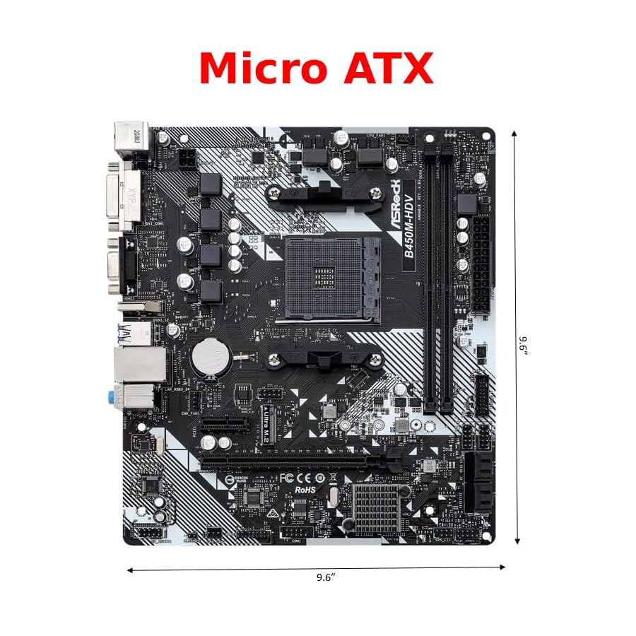 ASRock B450M-HDV R4.0 AM4 AMD Promontory B450 SATA 6Gb/s Micro ATX AMD Motherboard