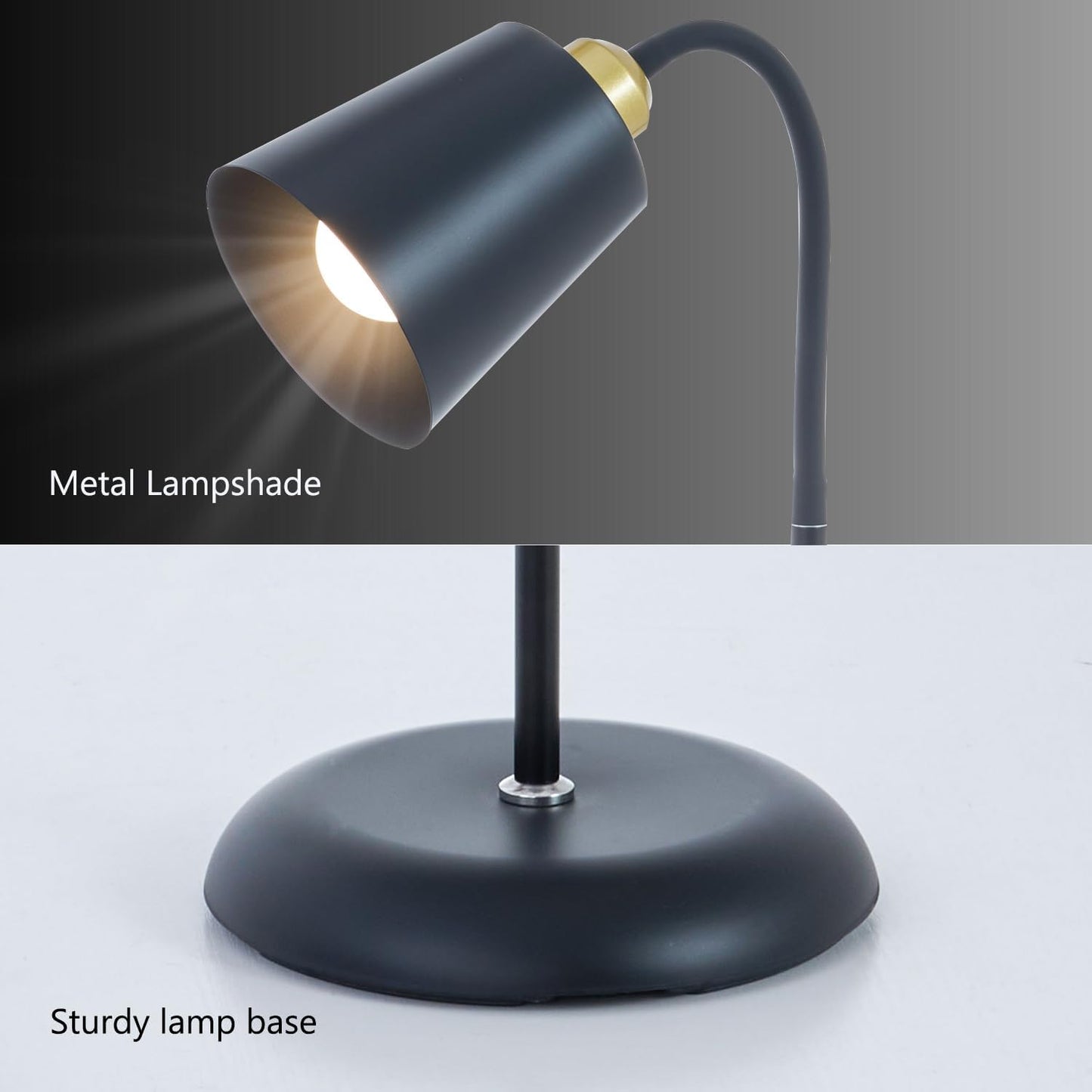 Floor Reading Lamp, Industrial Metal Standing Lamps with Adjustable Bendable 2 in 1 Table Lamps for Living Room Bedroom Office, 12W Bulb Included (Black)