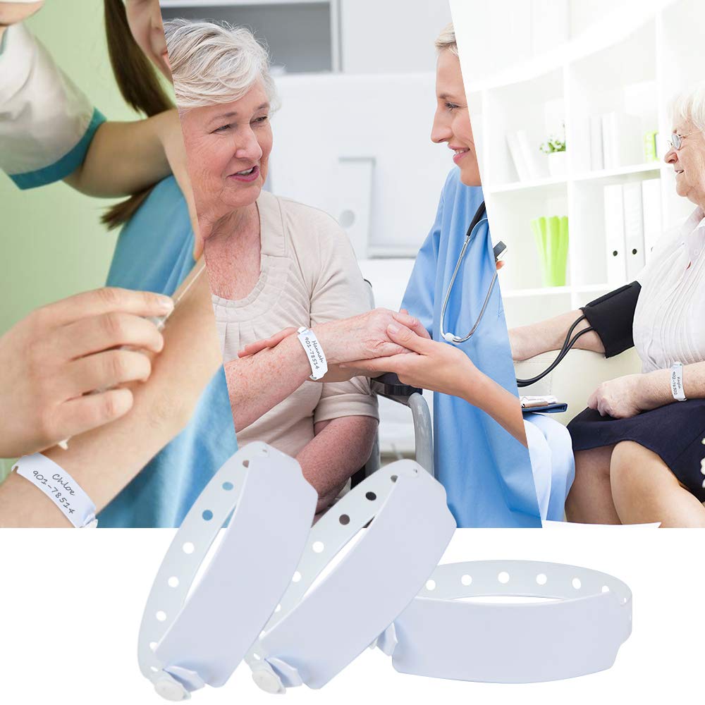 Wristall 100 Pack White Hospital Wristbands Vinyl Patient Id Bands Medical Plastic Wristbands by Fivepeans