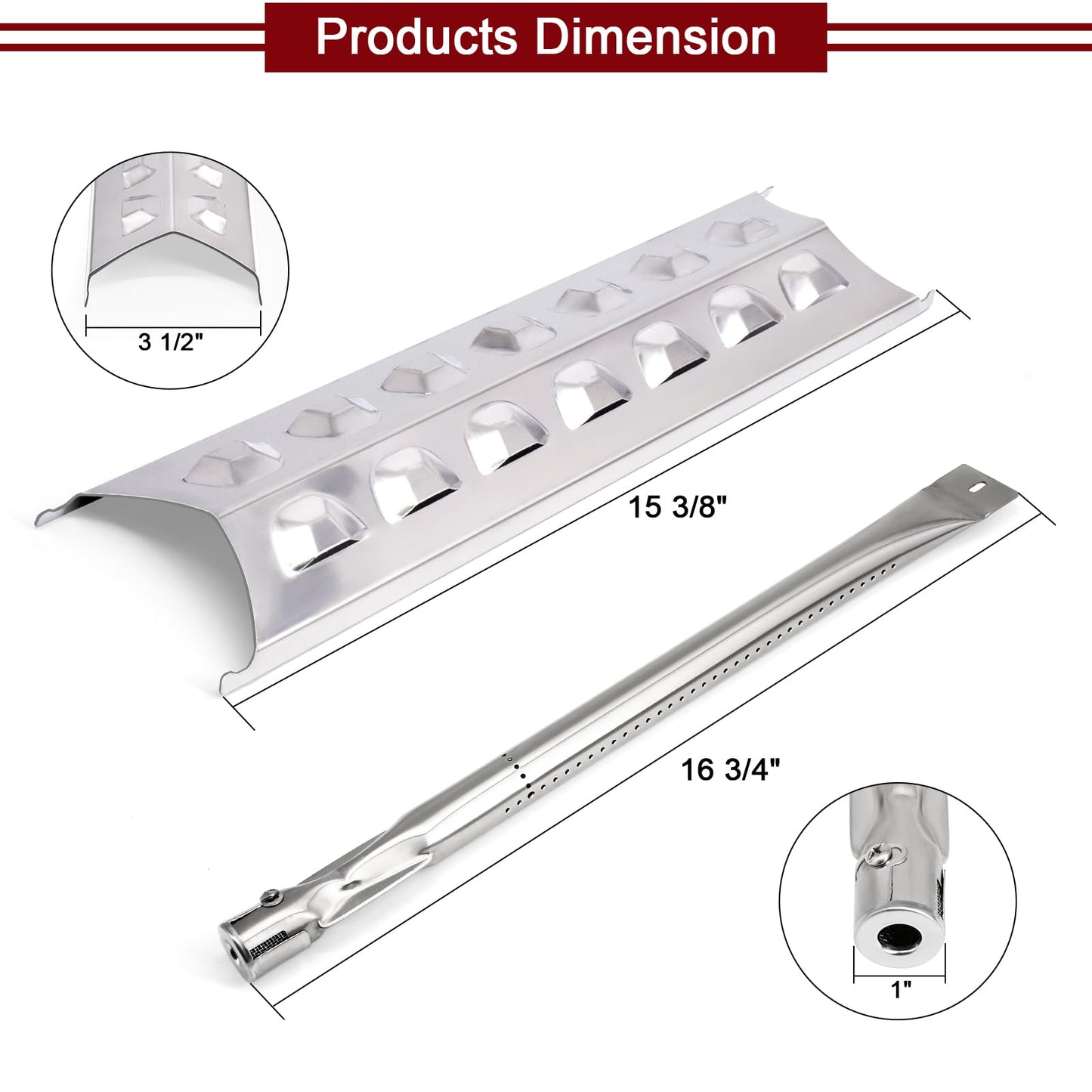 Hiorucet Grill Replacement Parts for Master Forge 5 Burner 3218LT, 3218LTN, L3218, 2518-3, 3218LTM, Kenmore Gas Grill Models 148.16156211, 148.16137110, 5 Pack SPE181 Heat Plate SBE601 Grill Burner