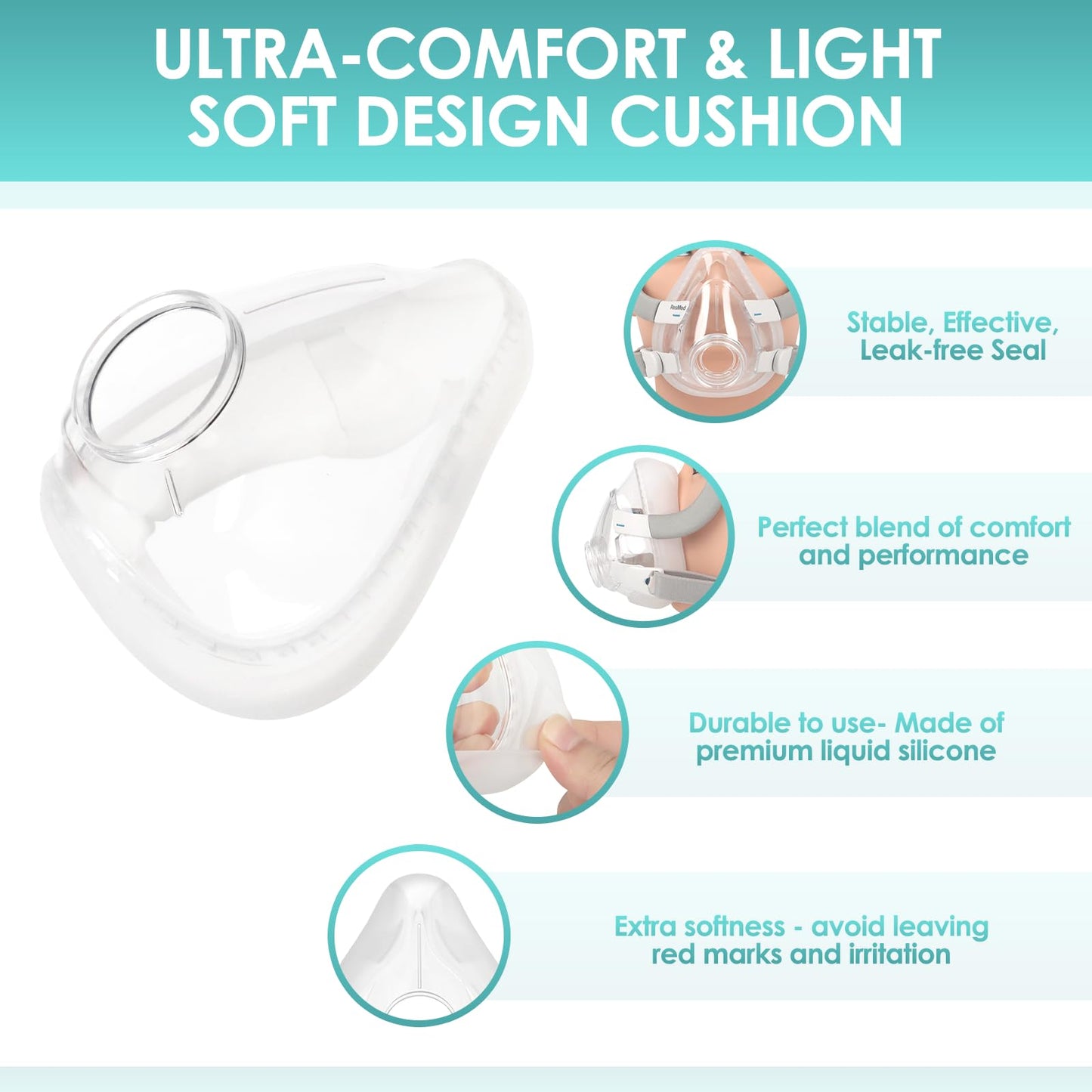 AirFit F20 Replacement Cushion Large - 3 Packs Mask Cushions Compatible with Original F20 Frame - Ultra-Soft Seal & Snug Fit Accessories for Full Face Masks(L)