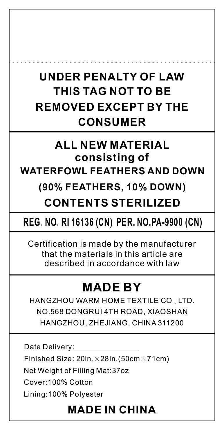 JA COMFORTS Duck Feather and Down Bed Pillows for Sleeping(2 Pack)- Standard/Queen(20IN×28IN), Filling Weight 37 OZ, Hotel Collection, 233TC Cotton Cover, White…
