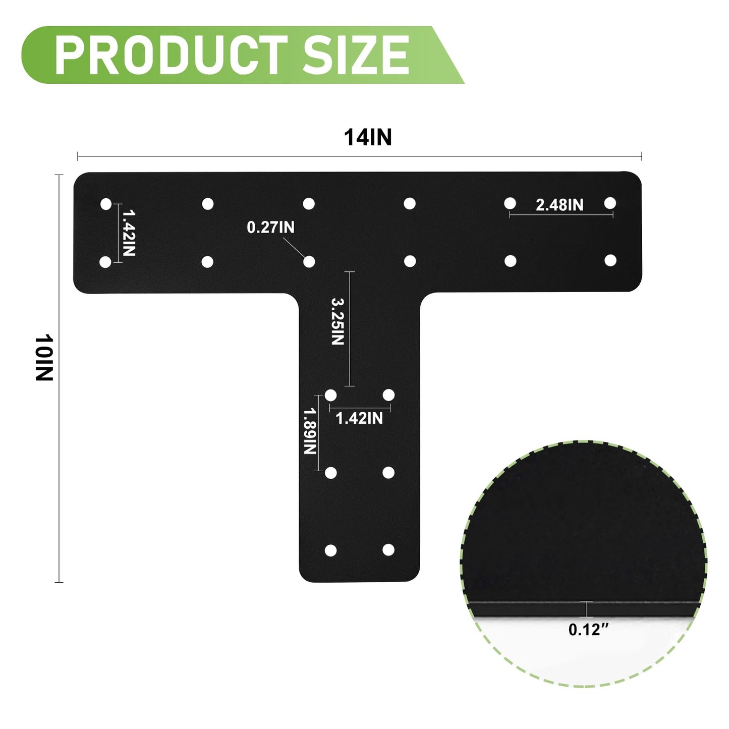 T Post Bracket 4PCS, T Flat Mending Plate for Wood 4x4,6x6 Lumber, Black Powder Coated Heavy Duty Pergola Brackets,T Beam Bracket, T Truss Bracket,T Shape Post to Beam Connectors………