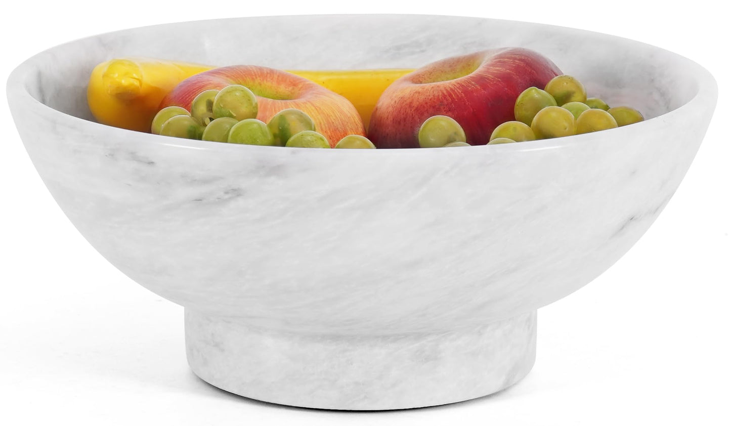 Marble Fruit Bowl White for Kitchen Counter or Dining Table, Decorative Centerpiece Bowl for Home Décor and Modern Table Display.