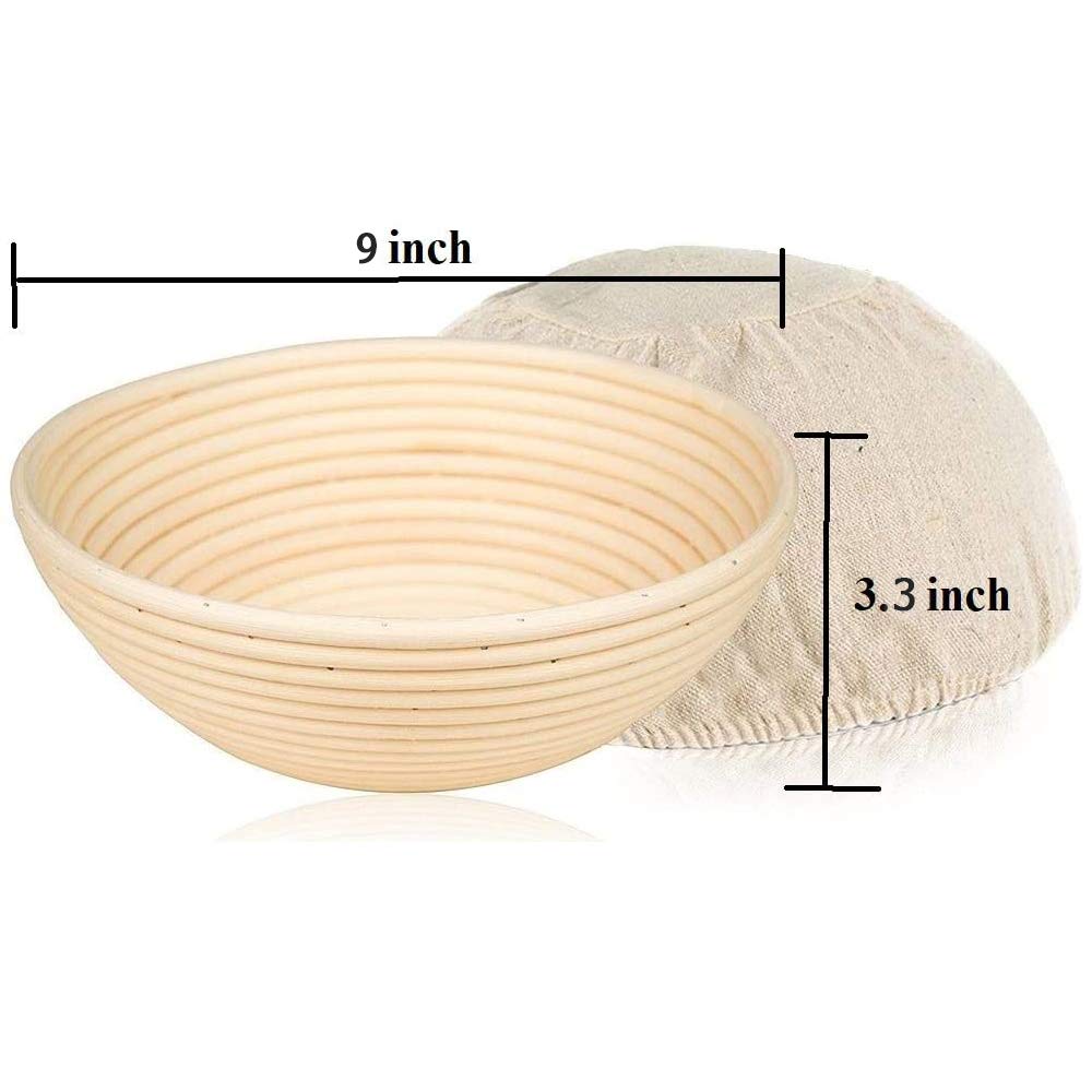 Bread Proofing Basket Set Of 2 Round and Oval, Banneton Proofing Basket + Danish Dough Whisk + Bread Scoring Lame + Stainless Steel Dough Scraper + Flexible Scraper, Sourdough Tools Kit, Baking Gifts