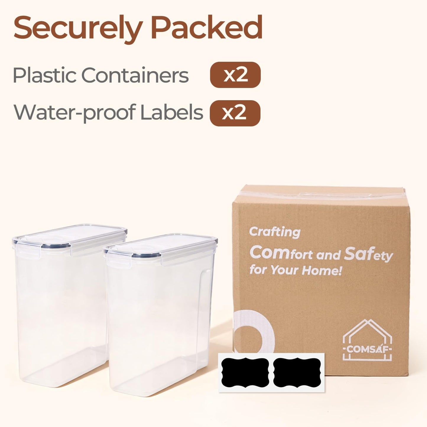 ComSaf 6.3L Cereal Storage Container Set of 2,Food Grade Airtight Plastic Storage Container,Large Cereal Dispenser Pantry Organization and Canister for Rice, Pasta, Sugar & Flour,Ideal for Home Cooks
