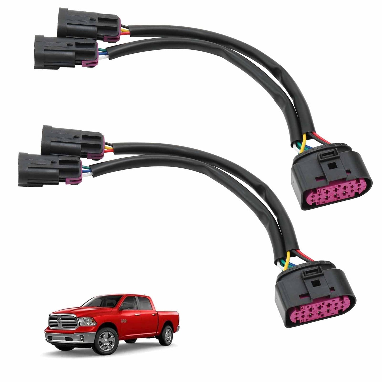 2PCS Quad Housing to Projector Headlight Compatible with 2009-2018 Dodge Ram Headlight Conversion Harnesses