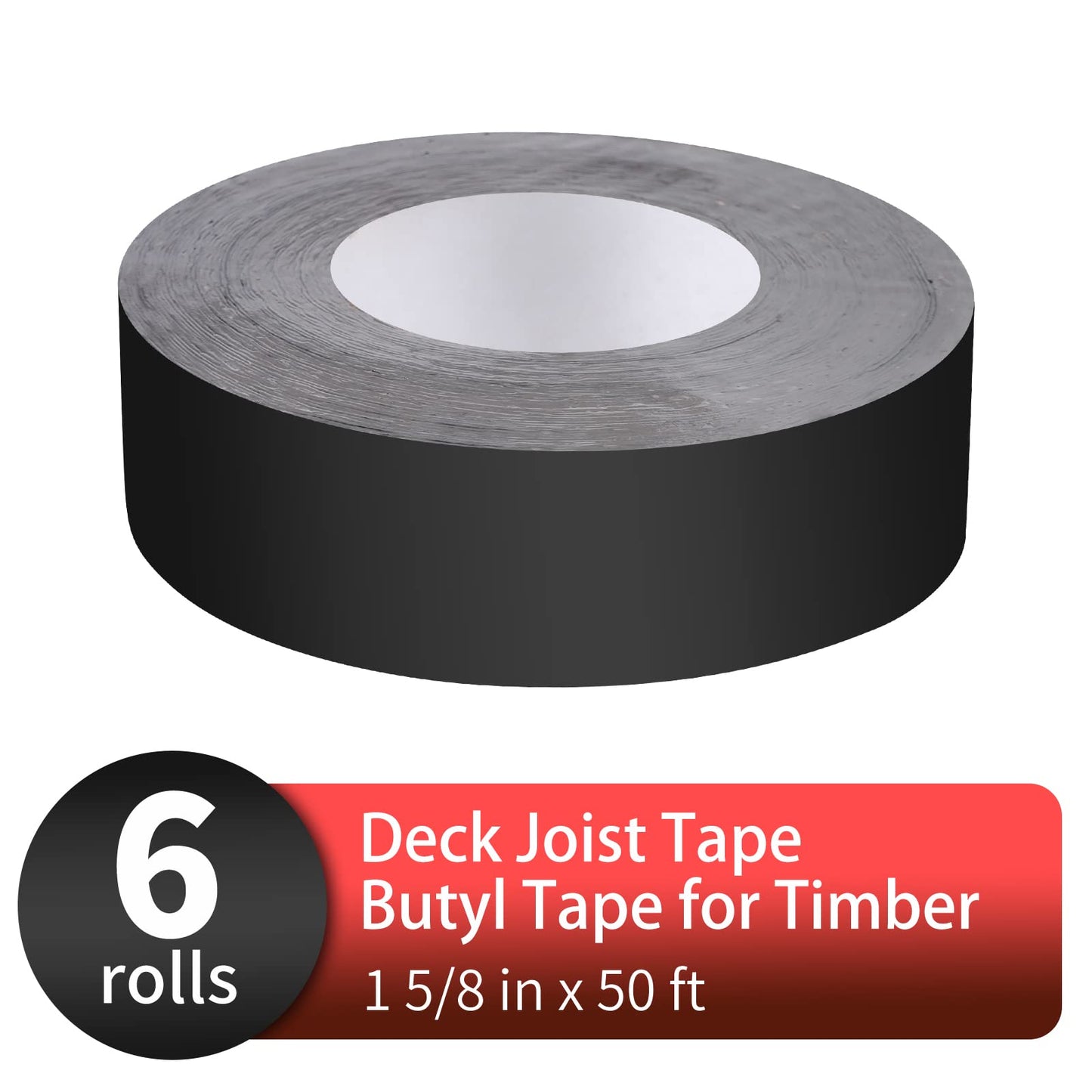6 Pack Deck Joist Tape for Decking,1 5/8" X 50' Butyl Joist Tape for Flashing,Deck Joists Tape for Beams,Protect Butyl Joist Seal Deck Tape, Deck Tape Joist Butyl
