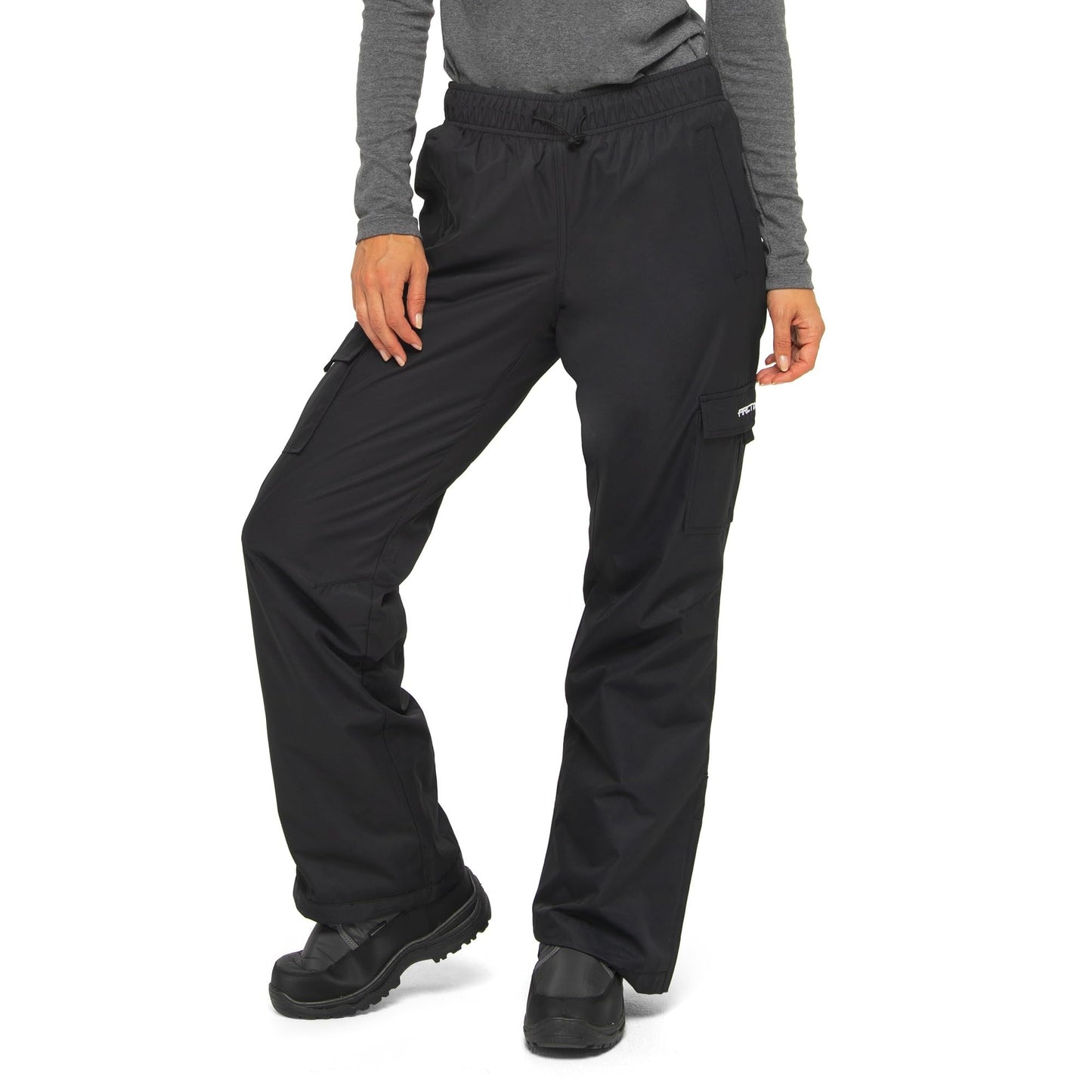 Arctix Women's Lumi Pull Over Fleece Lined Cargo Snow Pants, Black, Large (12-14) Regular