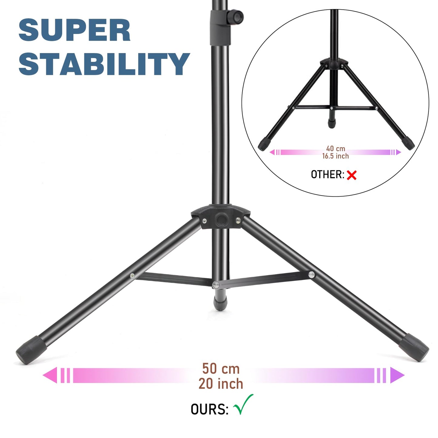 5 in 1 Dual-use Sheet Music Stand & Desktop Book Stand, Height Adjustable from 23.6-59 in, Folding Music Stand with Portable Carrying Bag, Sheet Music Folder & Rechargeable Music Stand Light