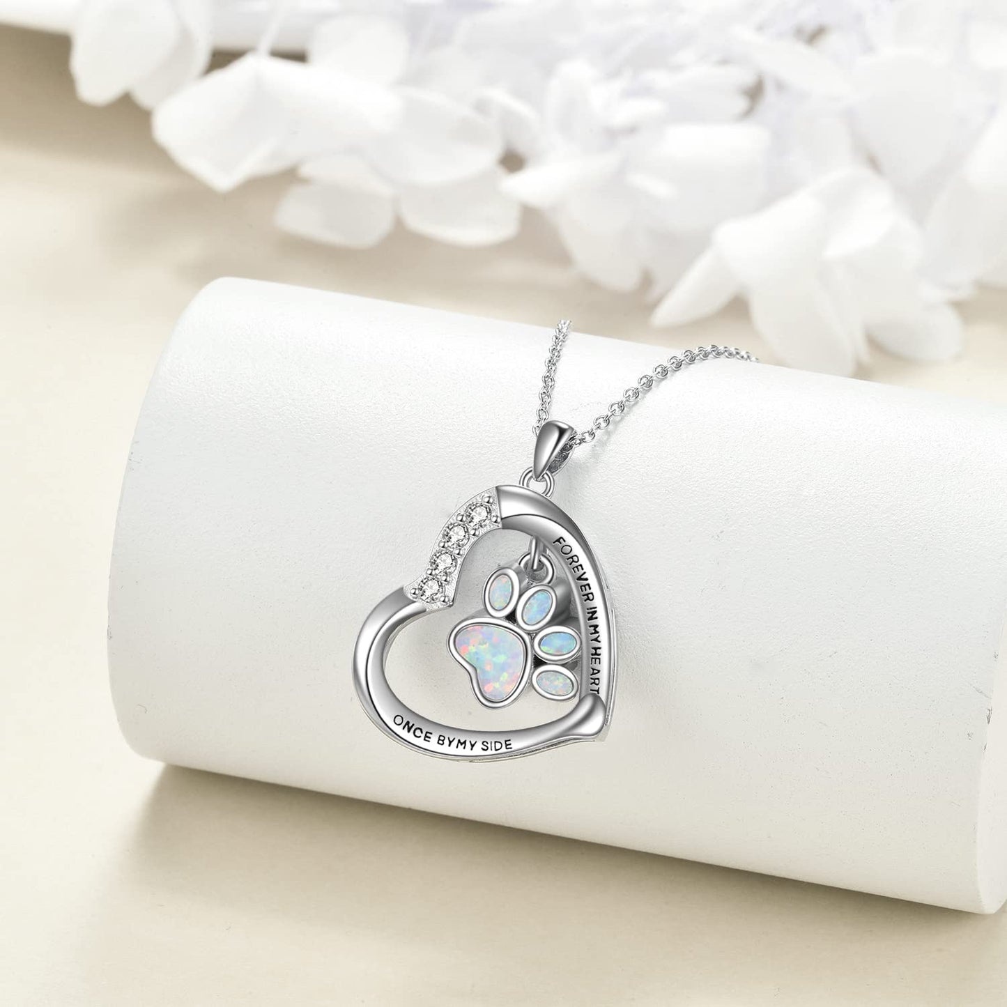 YFN Paw Urn Necklace Sterling Silver Dog Cat Paw Ashes Pendant Pet Cremation Memorial Jewelry Paw Print Gift for Women