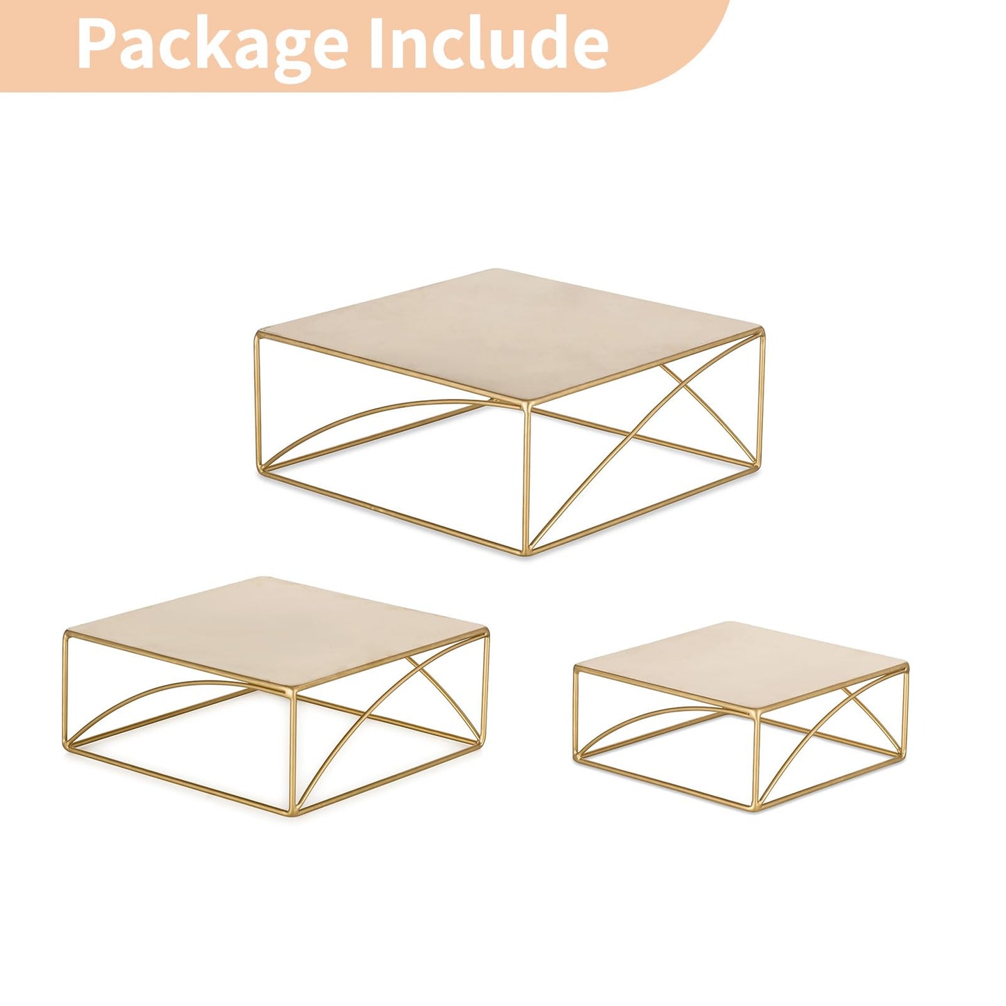 NUPTIO Cake Stand Dessert Display: Gold Cupcake Stands Set of 3 Metal Food Risers for Buffet Table Pedestal Serving Tray for Wedding Anniversary Reception Ceremony Modern Plant Stand 21 26 31CM