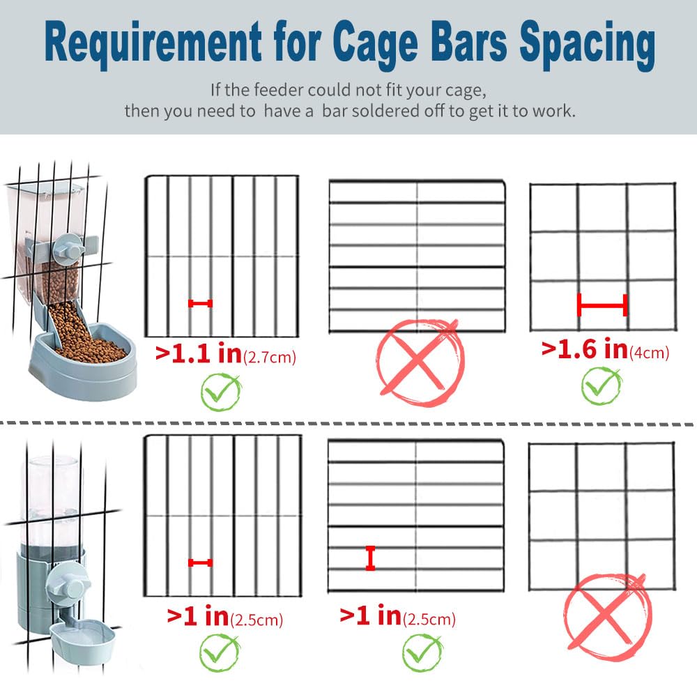 Oncpcare Rabbit Food and Water Bowl Set for Cage - Small Animal Food Dish for Rabbits, Ferrets, Cats, Birds