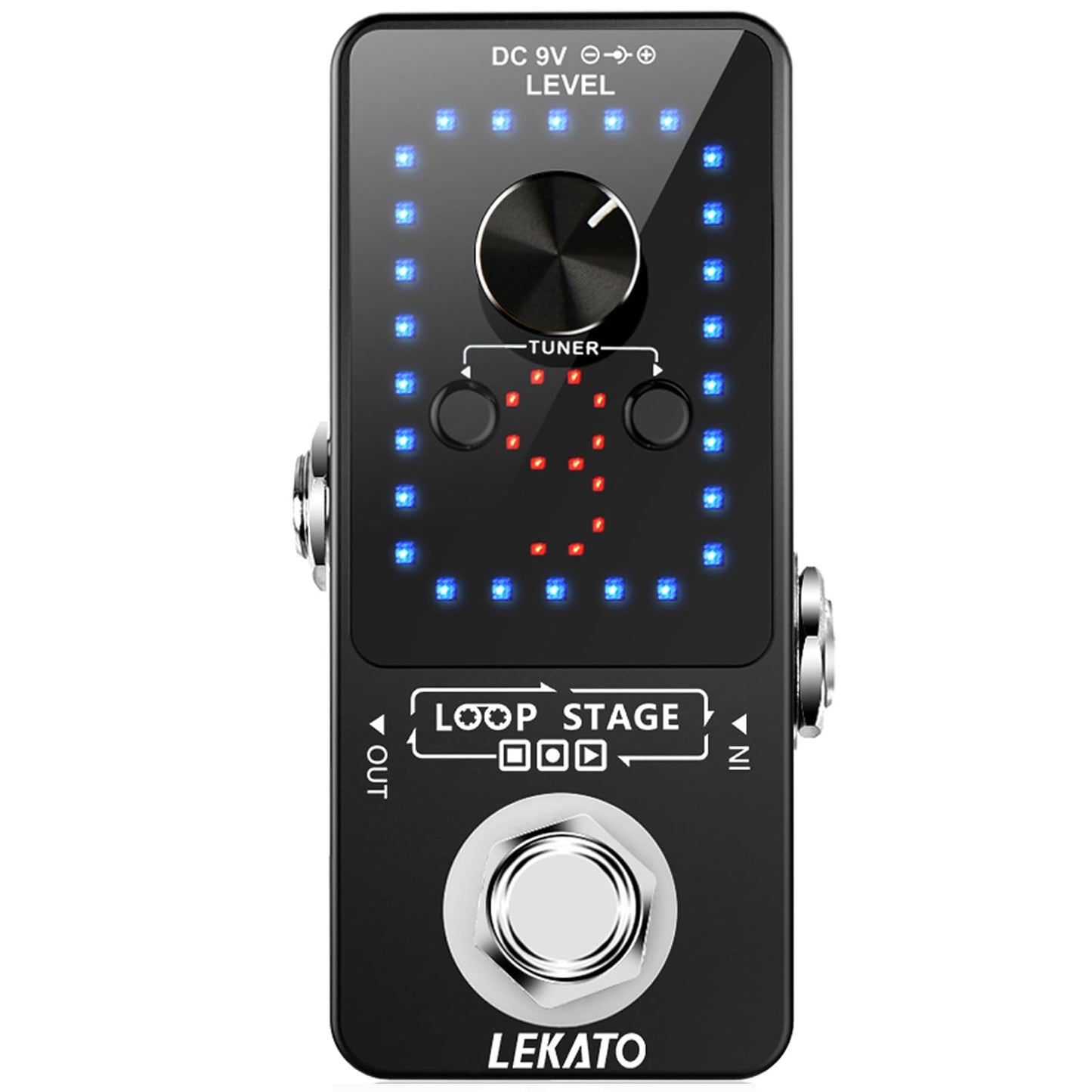 LEKATO Guitar Effect Pedal Guitar Looper Pedal Tuner Function Loop Pedal Loops 9 Loops 40 minutes Record Time with USB Cable for Electric Guitar Bass