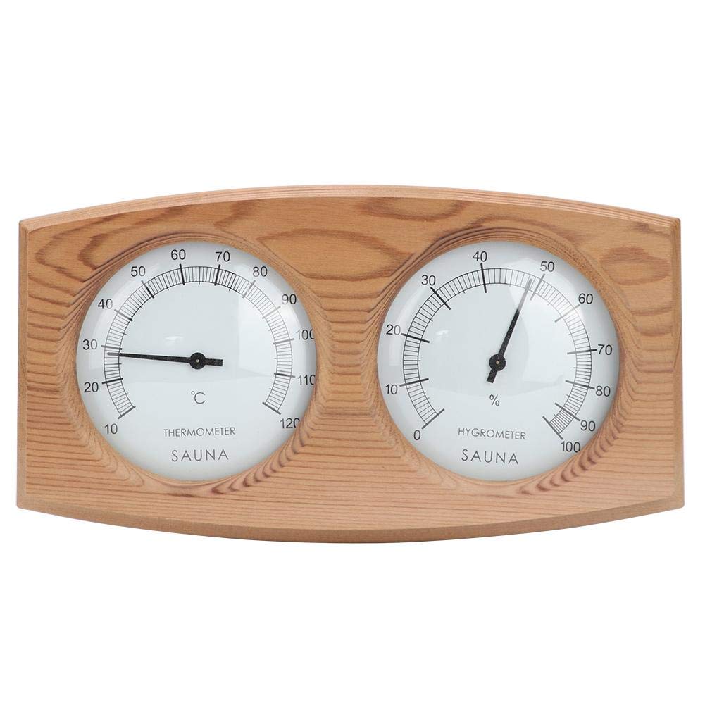 Hygrometer Sauna Room, 2-in-1 Wood Thermo-Hygrometer Thermometer Hygrometer Sauna Room Double dial Design for Checking The Humidity and Temperature
