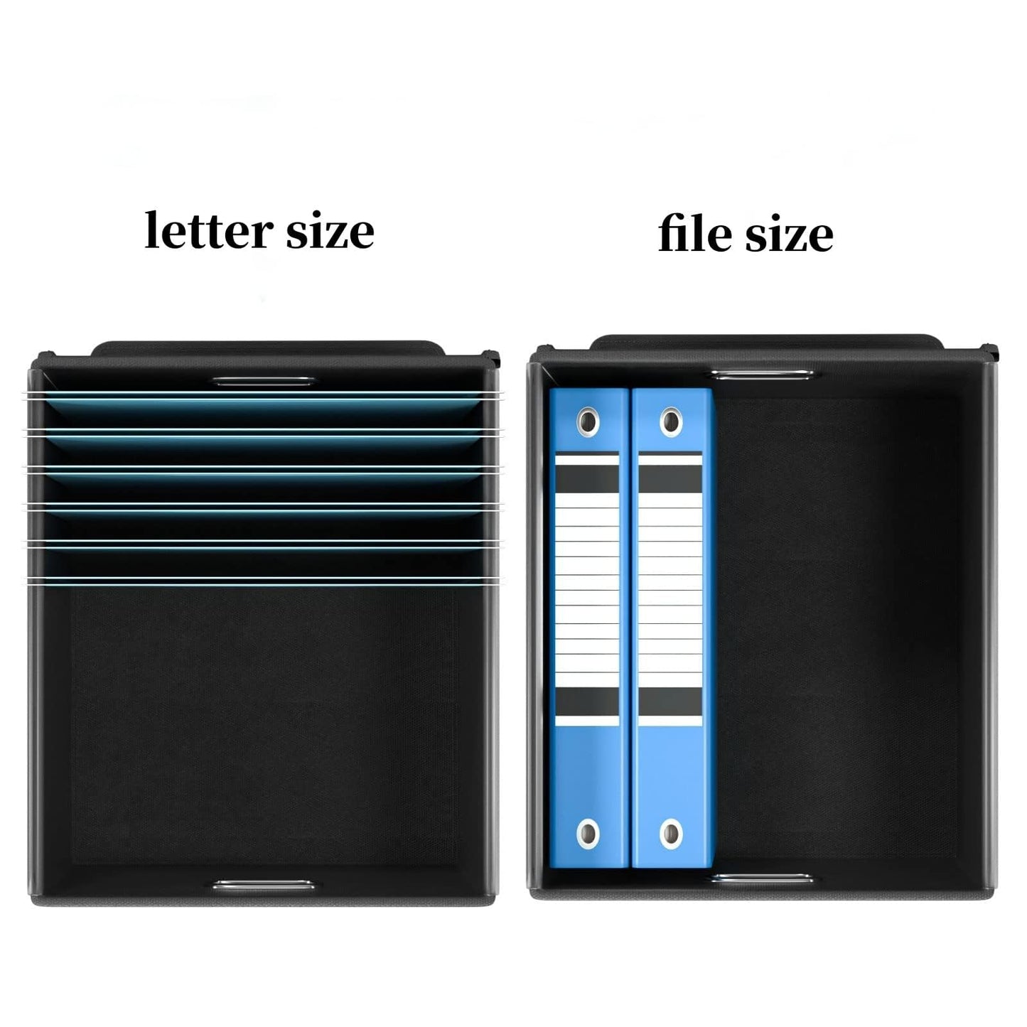 WEIANG Portable File Organizer Box, File Storage Box with Lid, Collapsible Linen Hanging Filing Storage Boxes with Plastic Slide, Durable Hanging File Box for Office/Decor/Home (Gray,2pcs)