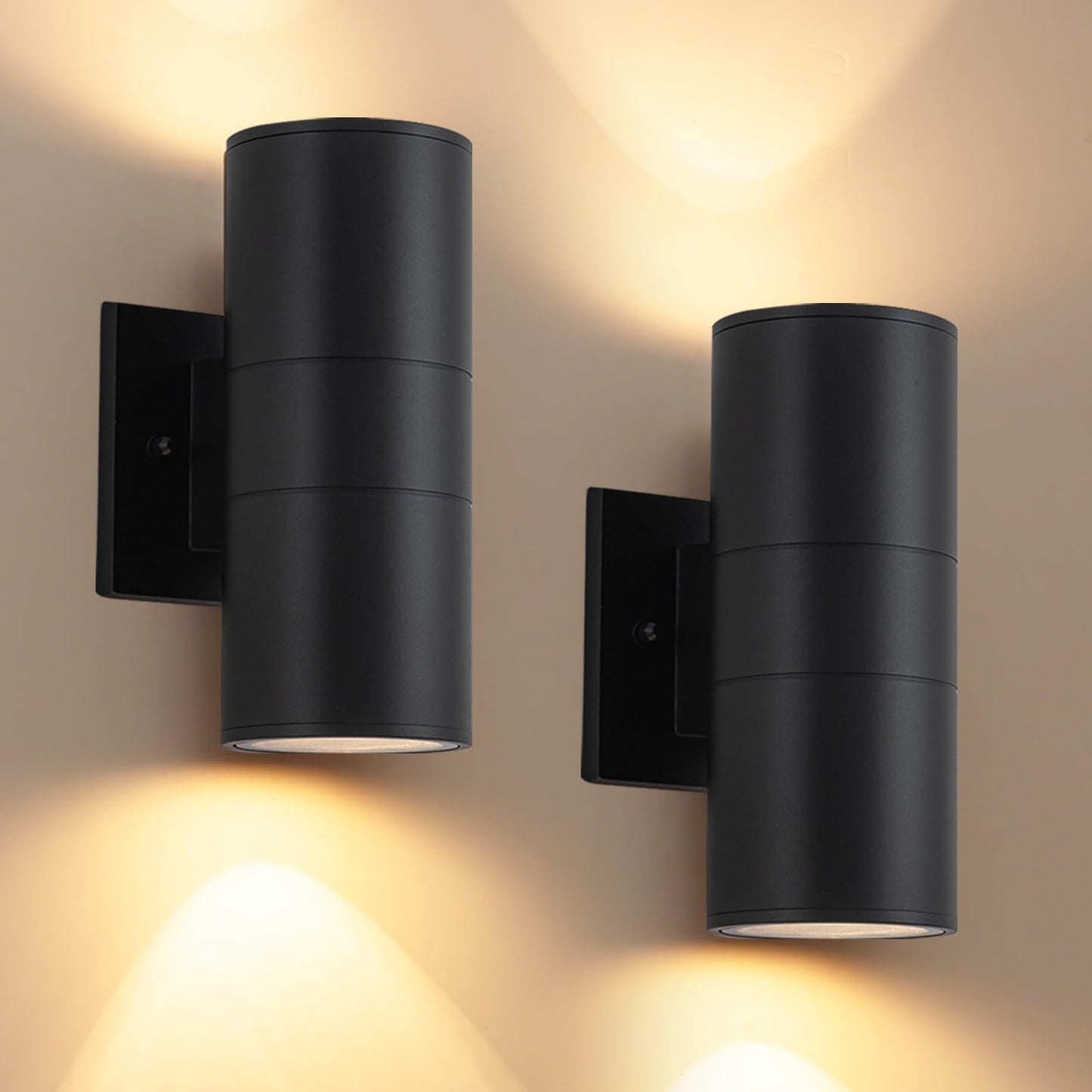 2 Pack 8.66 inch Outdoor Wall Light Modern Exterior Light Fixtures.Outdoor Wall Sconce Light Matte Black Outside Wall Mount Light Up and Down IP65 Waterproof Sconce for House Front Door Porch Patio.