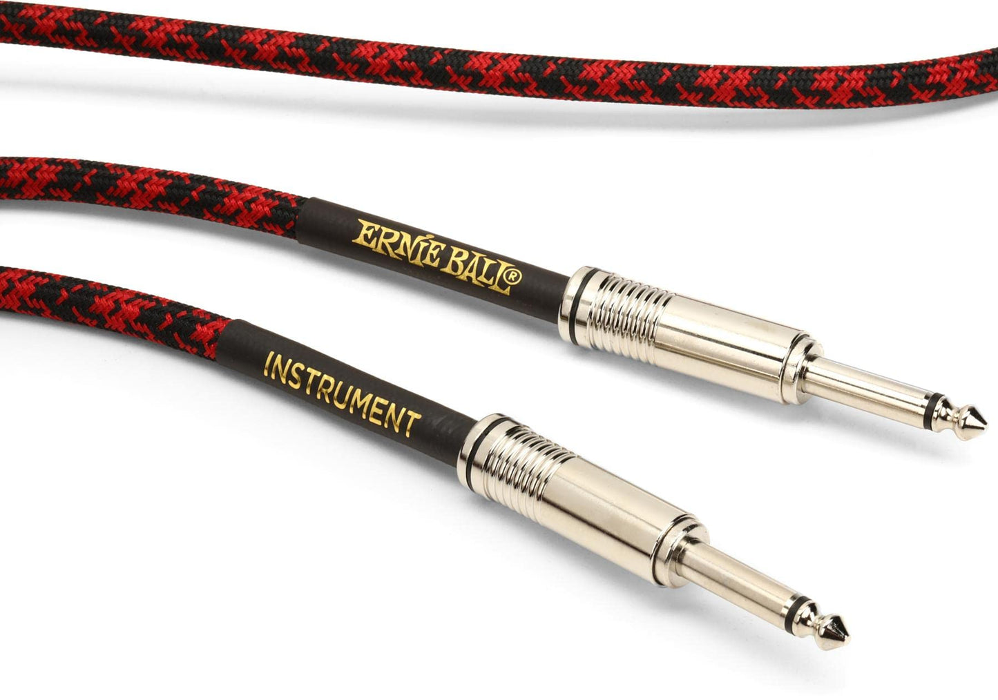 Ernie Ball Braided Instrument Cable, Straight Straight, 18ft, Red/Black