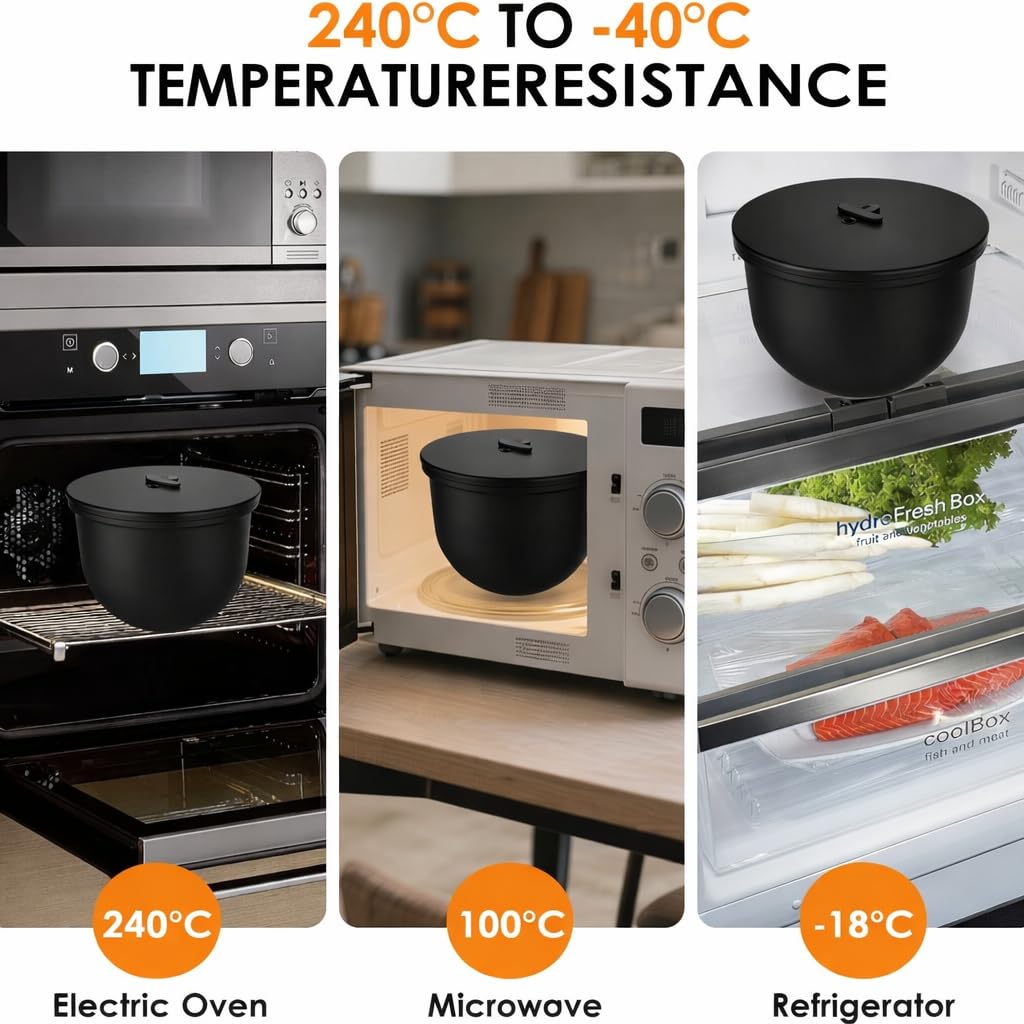 3 PCS Upgraded Silicone Bowl Liners with Lids for KitchenAid 6QT Tilt-Head Mixer, Thickened Anti-Collapse, Adjustable Air Vent for Dough Proofing, Use at -40℃~260℃, Mixing, Fermentation & Storage