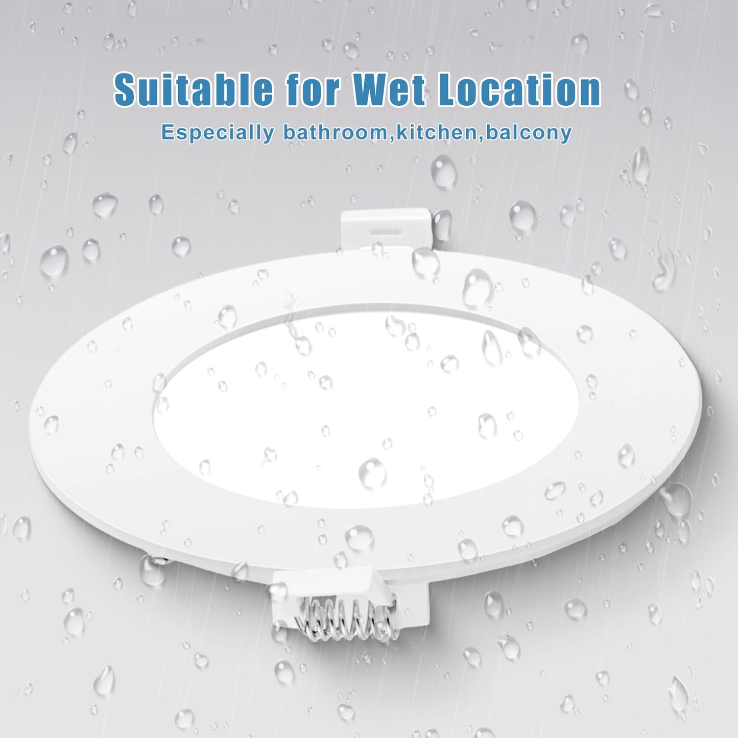 GCN LIGHT 4 Inch Wet Location Dimmable LED Recessed Pot Light 3CCT Ideal for Bathrooms Kitchens Balconies and Under Eaves, 9W 750LM IC Rated LED Slim Panel Downlight with Junction Box, 6 Pack