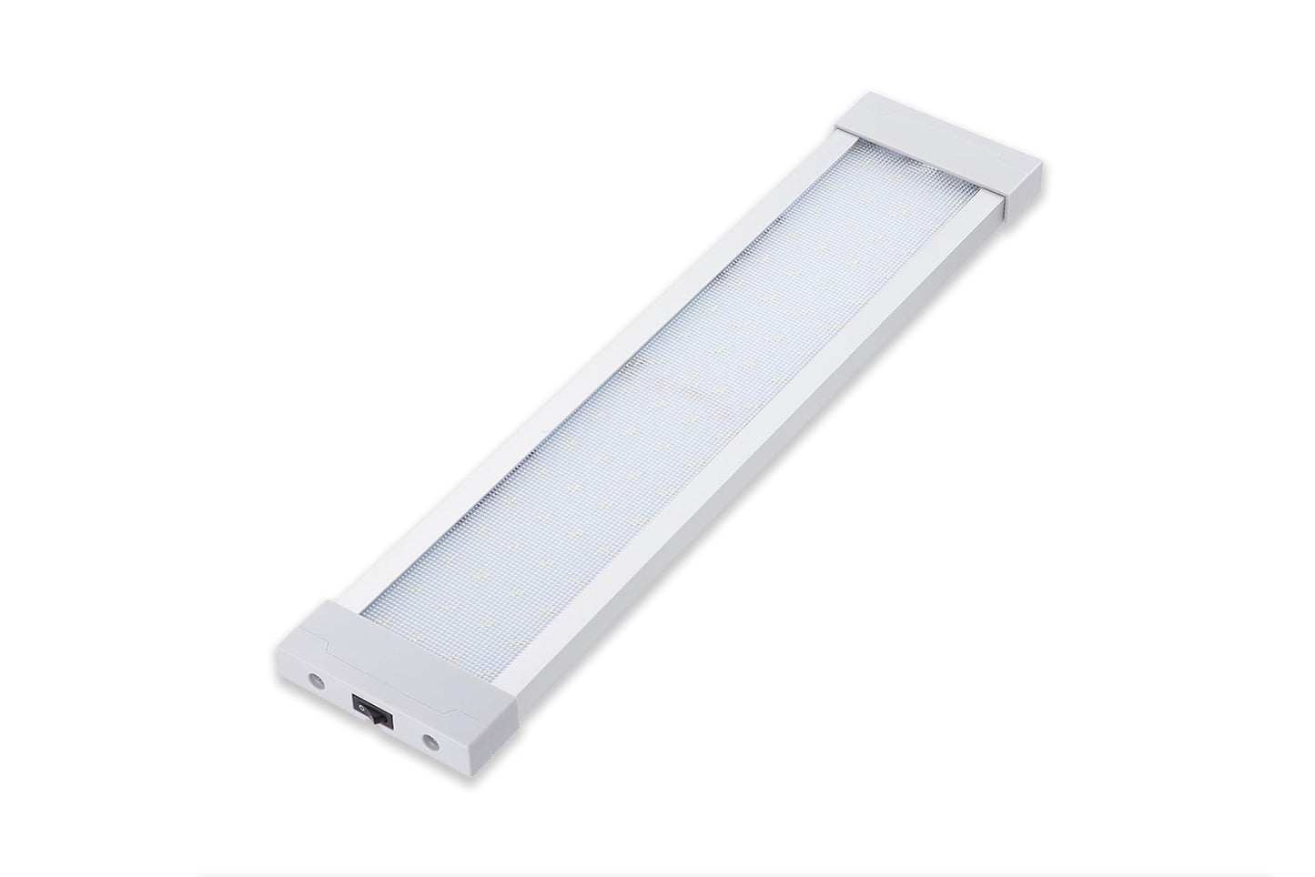 Raycharm RV & Enclosed Trailer Under-Cabinet Interior LED Light Fixture 18.1" x 3.9", 6000K Cool-White Even Diffused Beam, High Light-Output Low Ampere Draw, 12V/24V DC, On/Off Rocker Switch, 1-Pack