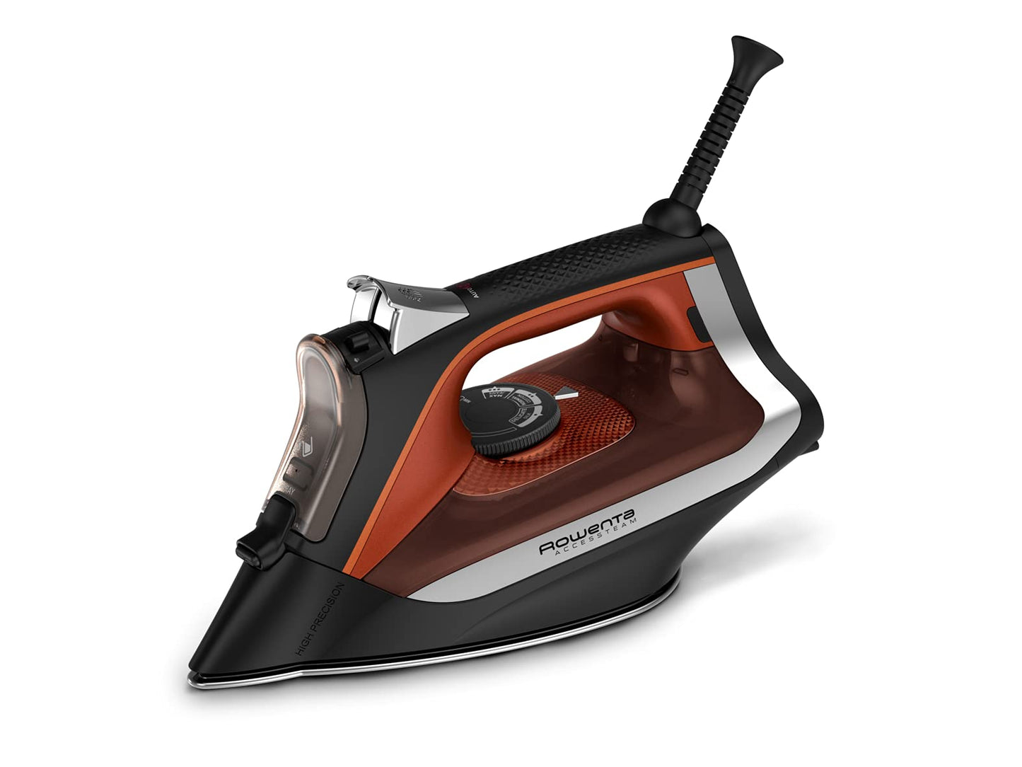 Rowenta Access Stainless Steel Soleplate Steam Iron for Clothes 300 Microsteam Holes, Cotton, Wool, Poly, Silk, Linen, Nylon 1700 Watts Portable, Ironing, Fabric & Garment Steamer DW2360, Black