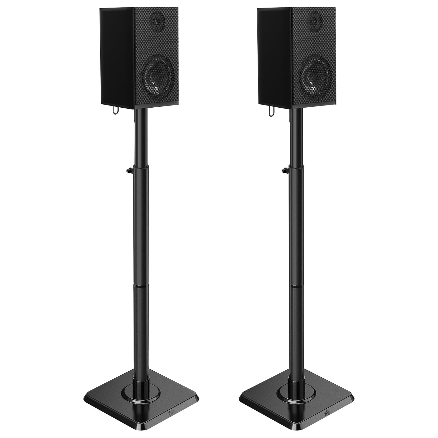 Mounting Dream Universal Speaker Stands Height Adjustable Set of 2 Speaker Stands Extend 33"-42", Compatible with VIZIO, Samsung, Bose, JBL Speakers, up to 11 lbs, Stable Base Cable Management MD5402