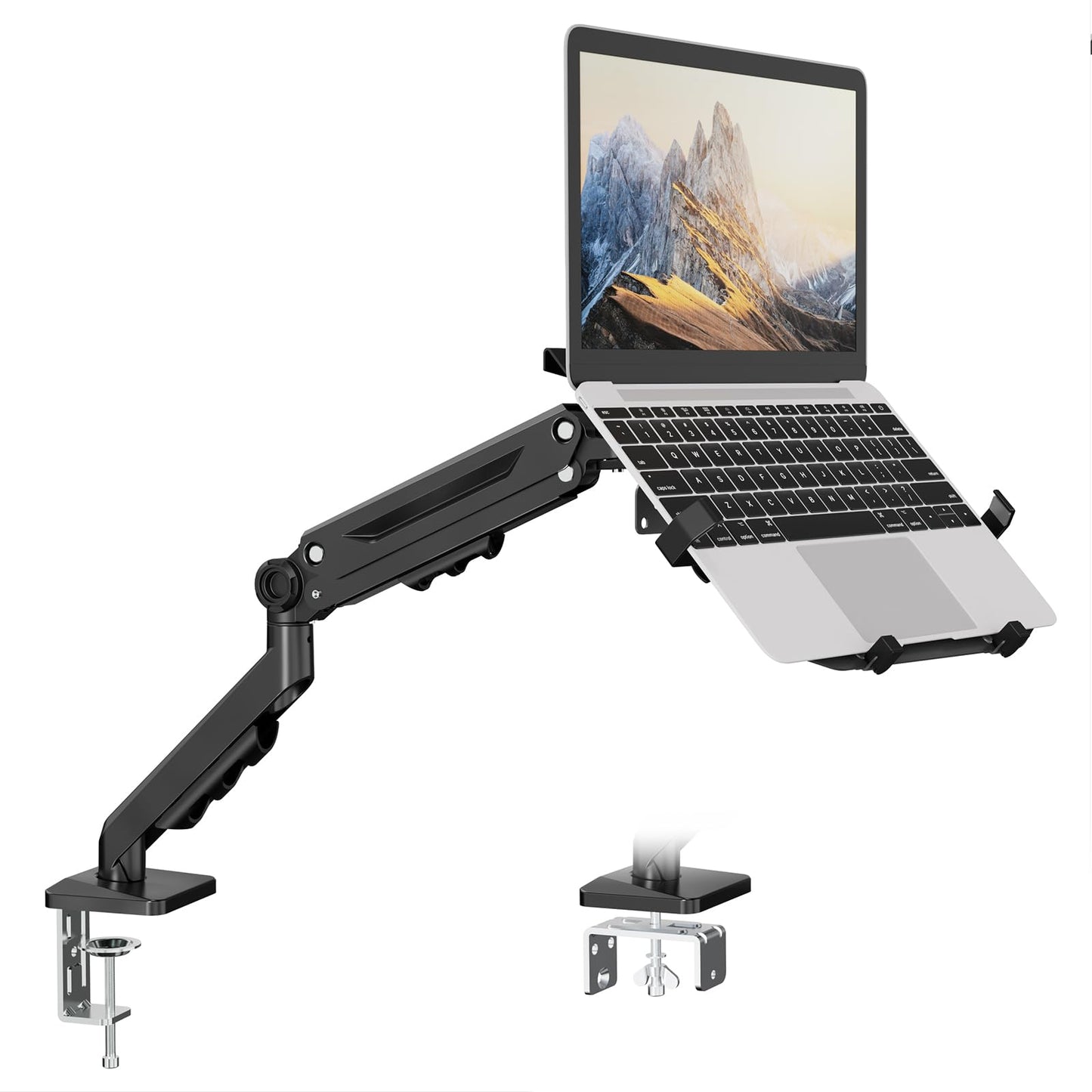 PUTORSEN Laptop Arm Mount for Desk, Fits Max 18'' Notebook and 17-40'' Monitor, Monitor Mount with Adjustable Laptop Tray, Holds up to 26.4lbs, VESA 75/100mm