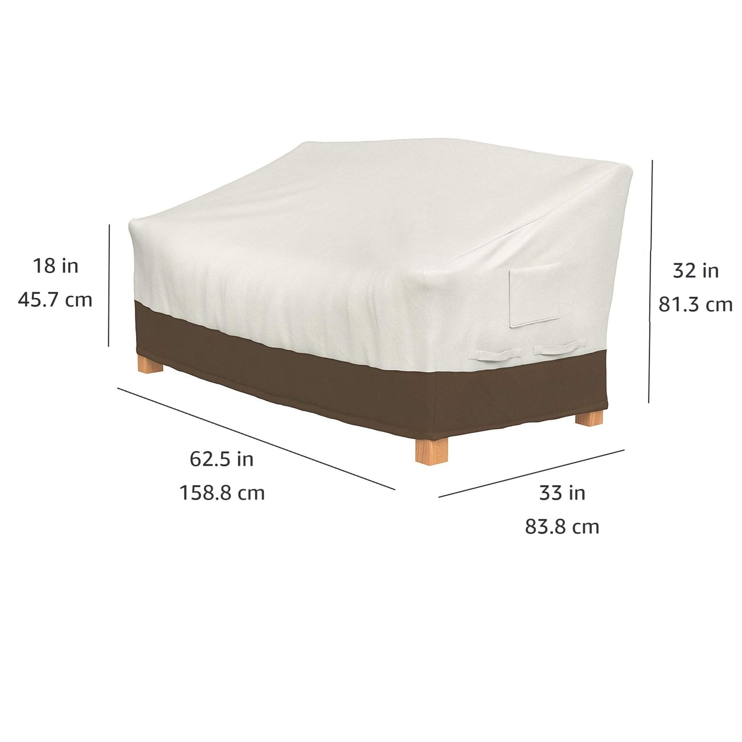 Amazon Basics 3-Seater Outdoor Patio Bench Cover, Beige/Tan