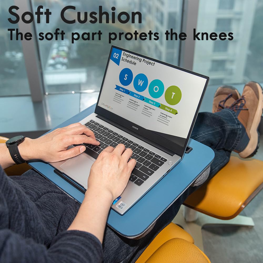 Lap Desk, Portable Laptop Desk Fits Up to 16“ Laptops, with Tablet Slot, Built-in Cushion, Great for Home & Office,Lap Desk for Laptop,Lap Desk with Cushion (Blue, Medium)