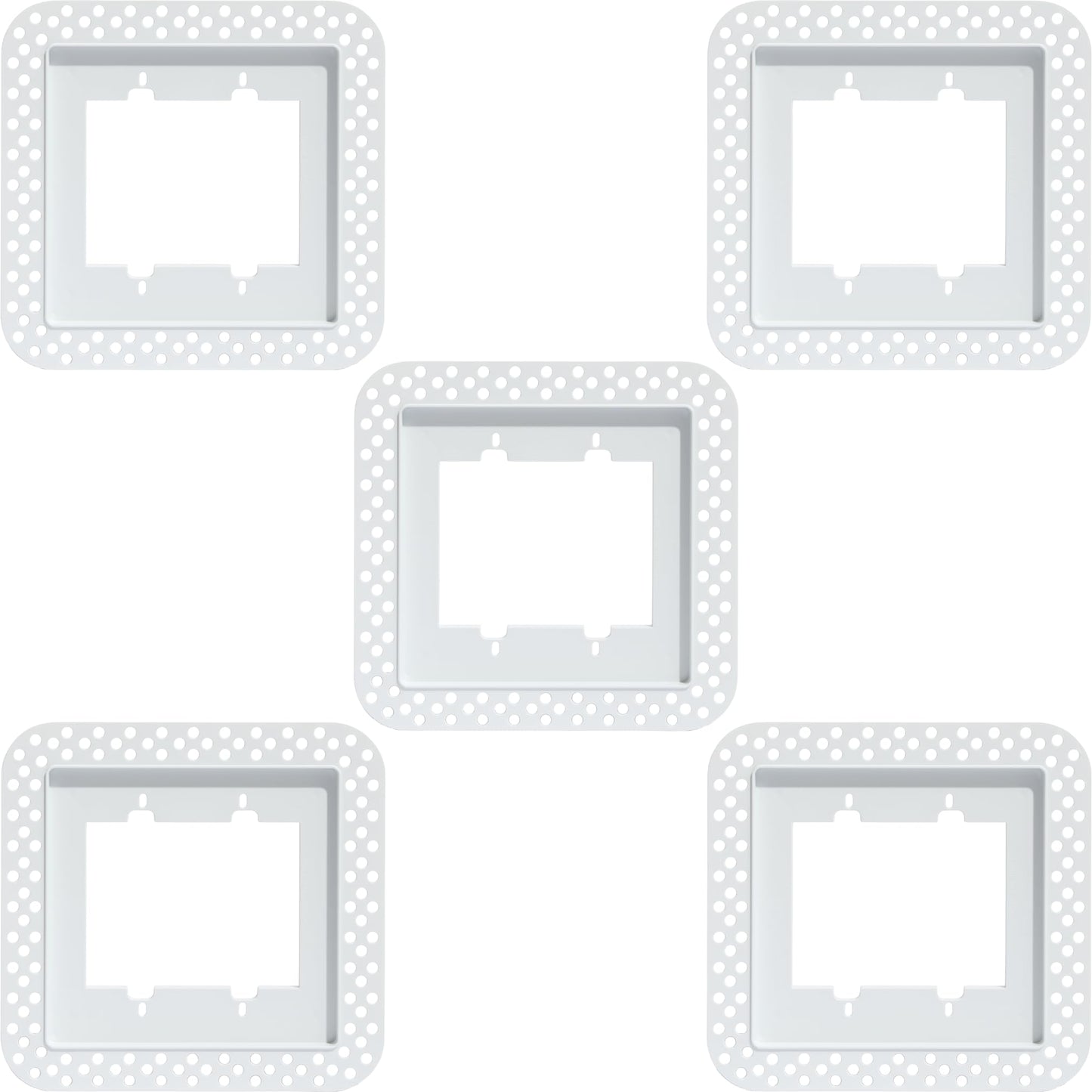 Fittes Modern Flush Wall Outlet Switch Receptacle Mount, 2 Gang, Customizable, ABS Lite, White, 5 Pack