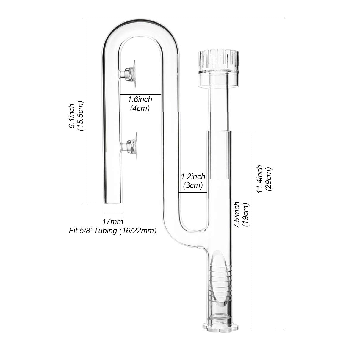 FZONE Aquatic Glass Lily Pipe Inflow with Surface Skimmer for Aquarium Filter 5/8''(16/22mm) Tubing