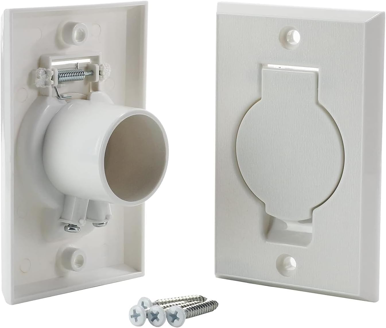Vacurama Premium Central Vacuum Wall Plate Set - Universal Fit for Inlet Valves - Compatible with Beam, CanaVac, Eureka, Vacuflo, Husky, DuoVac, CycloVac and More - (White) Pack of 4