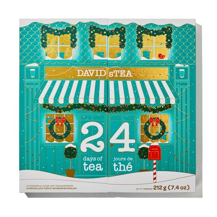 DAVIDsTEA 24 Days of Tea Premium Advent Calendar 2025 – 24 Loose Leaf Teas & Infusions, 48 Servings, Assorted Holiday Flavours: Chocolate, Spiced, Fruity & Herbal, Gift for Tea Lovers, Limited Edition