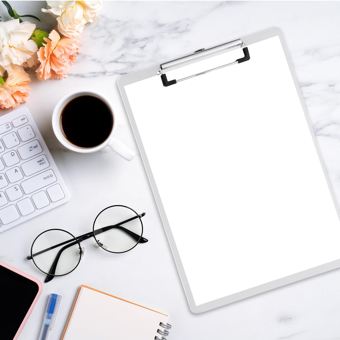 EATHEATY 12 Pack Plastic Clipboards 12.6 x 9 inch Transparent Hardboard Office Whiteboard Clipboard with Low Profile Metal Clip, Memo Clipboards for Classroom Office School Supplies