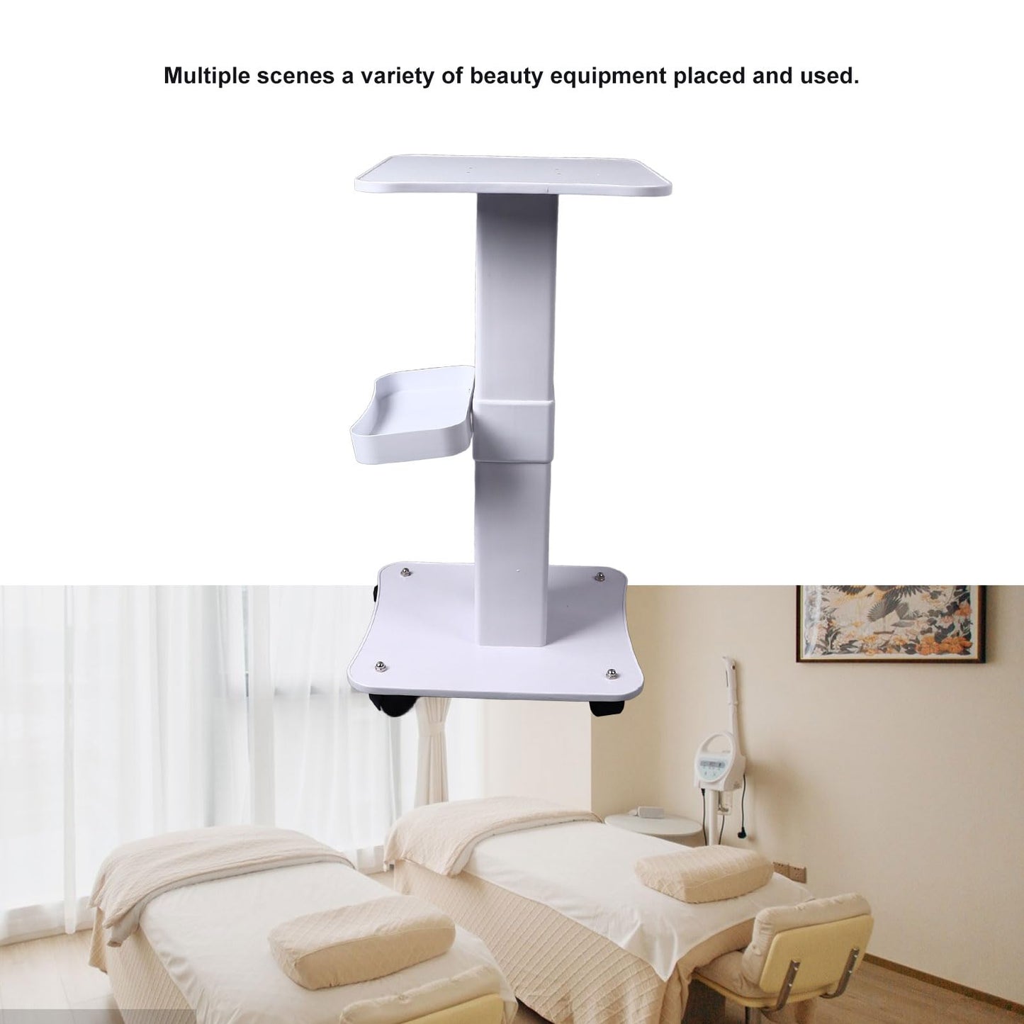 Salon Tray Cart with Storage Platform, 3 Tier 360 Degree Casters Space Saving Beauty Salon Trolley Cart,Tattoo Tray Storage Trolley on Wheels for Salon Spa Use