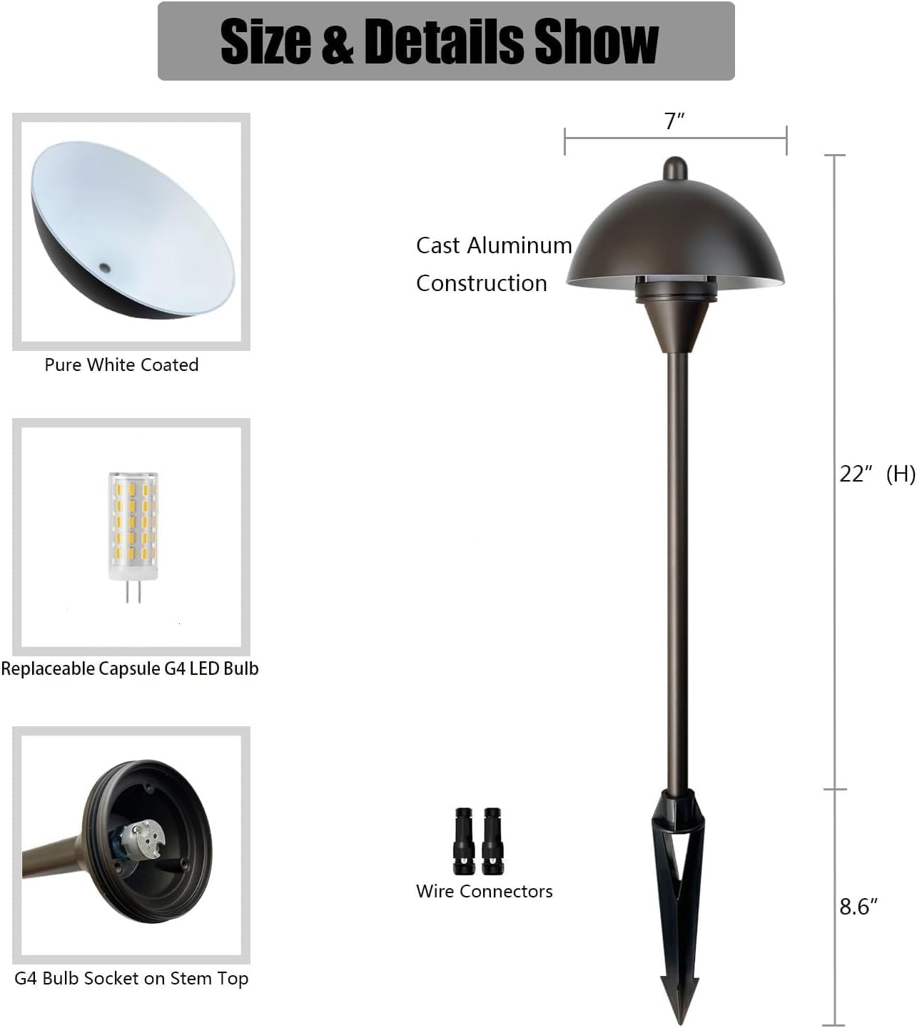 Arrownine Low Voltage Path Lights Outdoor Landscape Lighting,Replaceable G4 LED Pathway Lights,Walkway Driveway Lighting Warm White Oil Rubbed Bronze Pack of 2