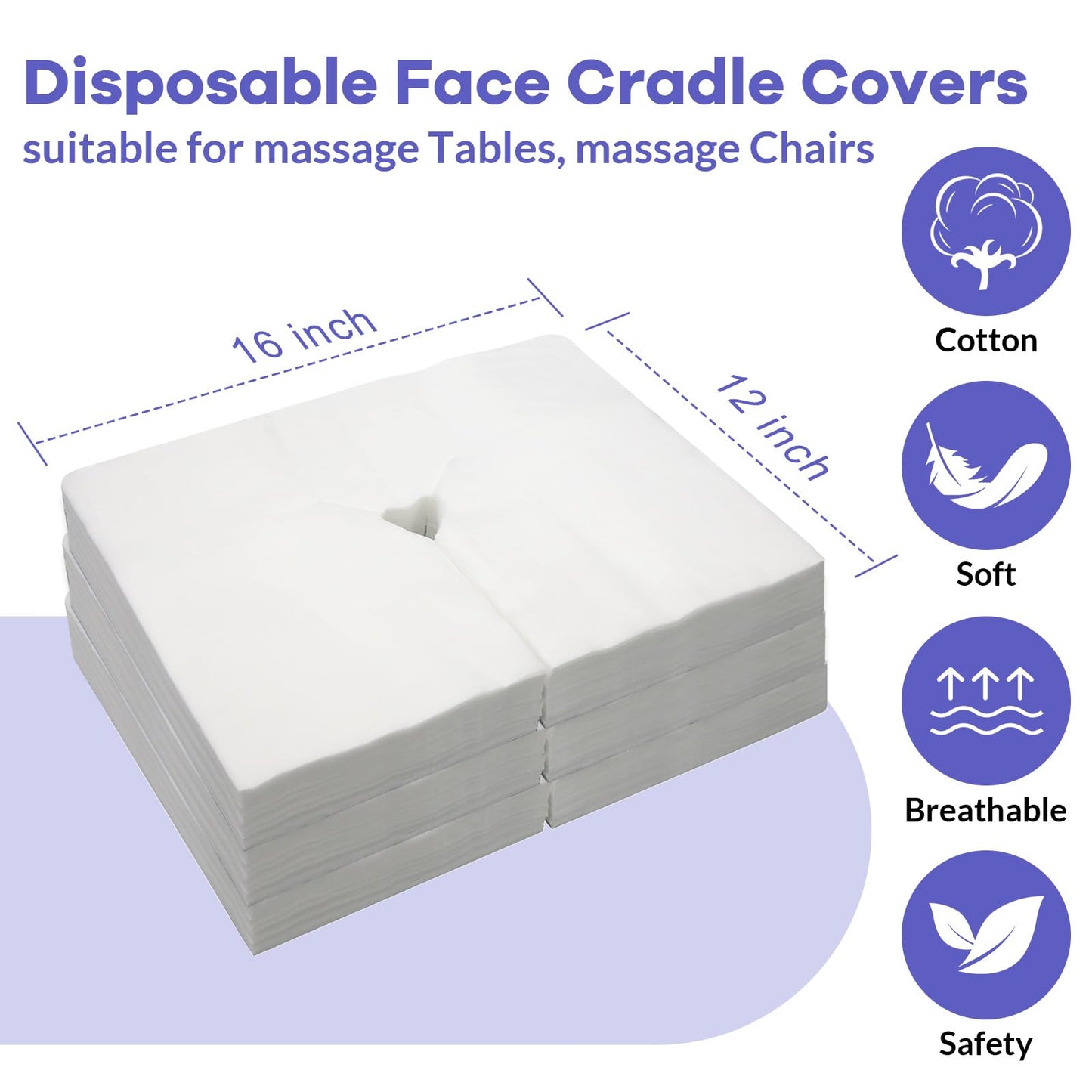 300PCS Upgrade Disposable Face Cradle Covers, Medical-Grade, Ultra Soft, Luxurious, Non-Sticking Massage Face Covers, Large Disposable Headrest Covers for Massage Tables and Massage Chairs