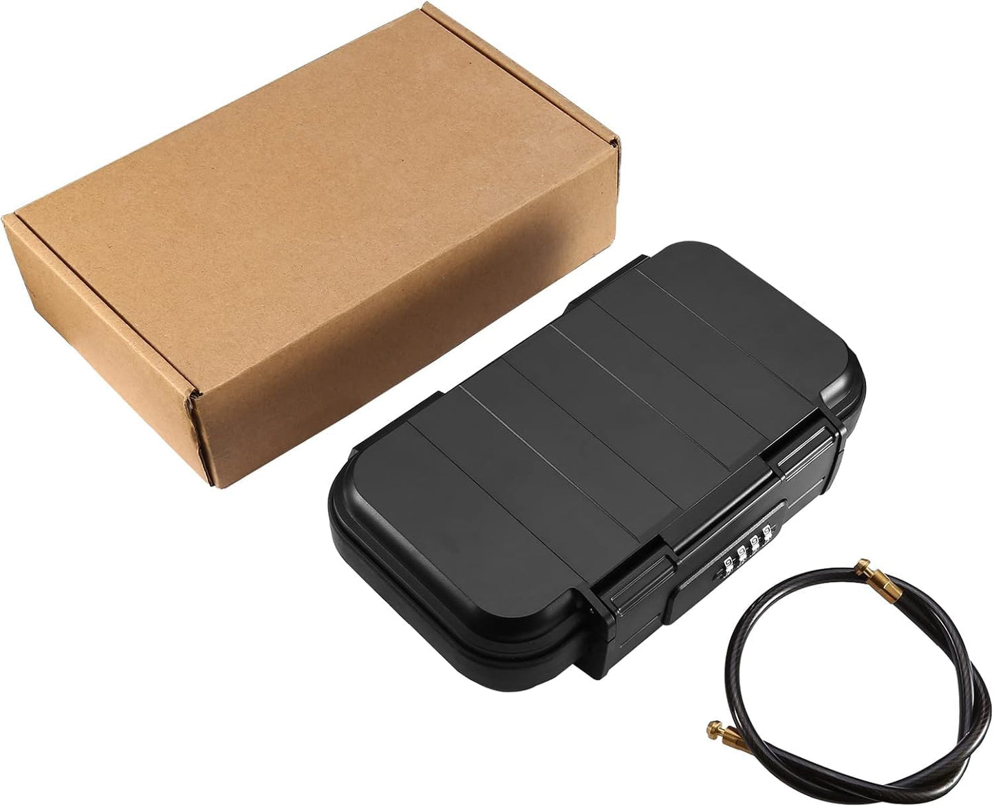 AMIR Travel Safe Portable Lock Box, 4 Digit Combination Lockbox, Cash Box, Waterproof Mini Security Case with Removable Chain, Portable Beach Safe Box for Travel, Beach,Office,Hotel,Cars,Dorms
