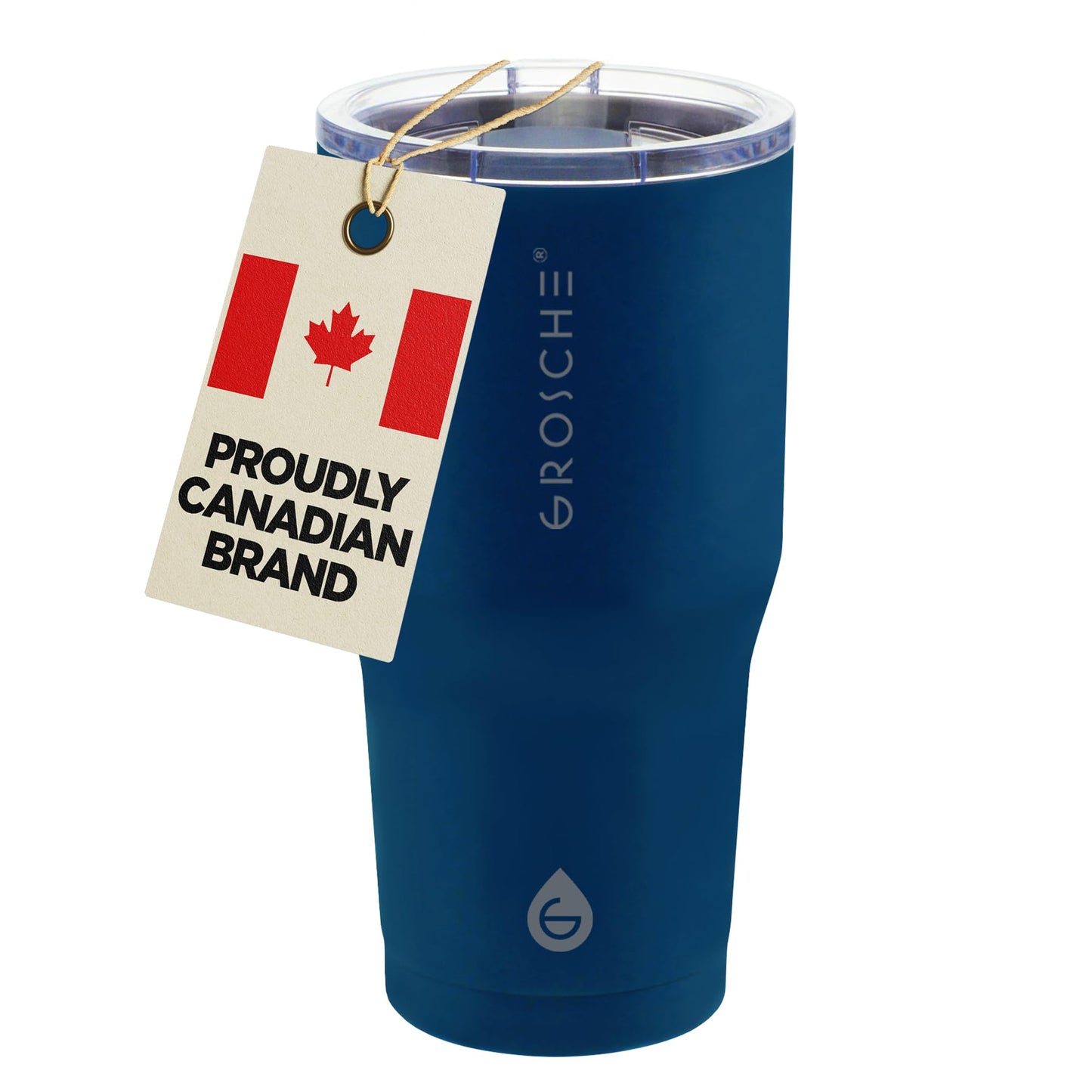 GROSCHE Yukon 20oz Insulated Coffee Mug with Lid Built Tough Travel Coffee Tumbler Mug Stainless Steel Vacuum Insulated Cup - Mountain Blue