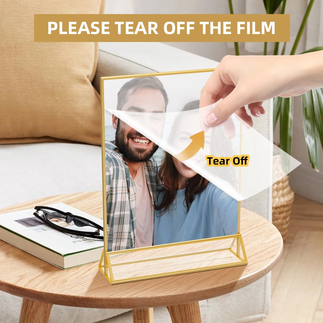 PPH-Sisy Acrylic Sign Holder 8.5X11 Gold Frame ,Double Sided Display Stand , Plastic Acrylic Frames for Home Office Shop Restaurant Flyer Holder (6pcs)