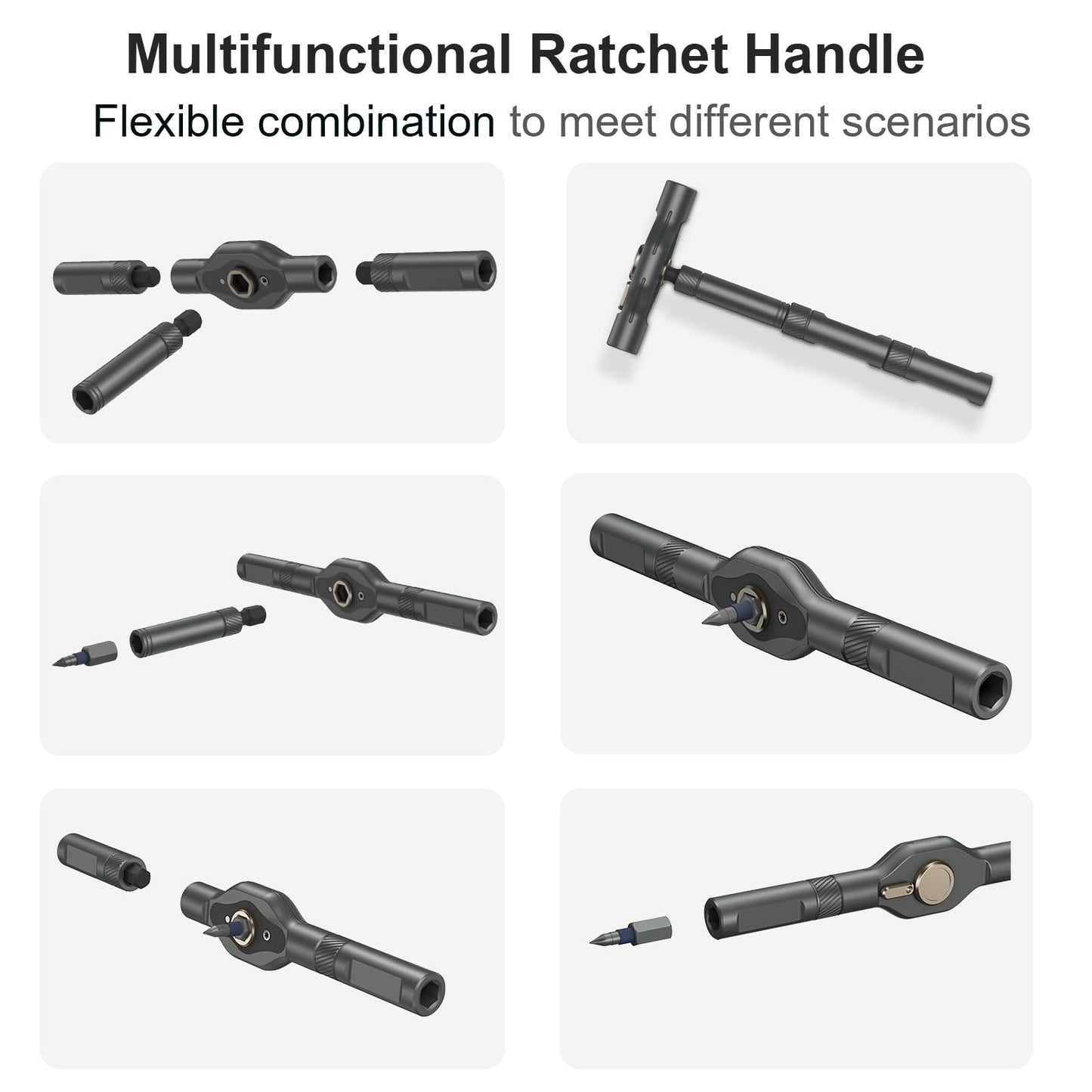 JXTZ 42 in 1 Ratchet Screwdriver Set, Magnetic Multi-Bit Repair Tool Kit with Detachable Handle, Compact & Portable Screwdriver Set for Home DIY, Computer, Furniture, Bicycle