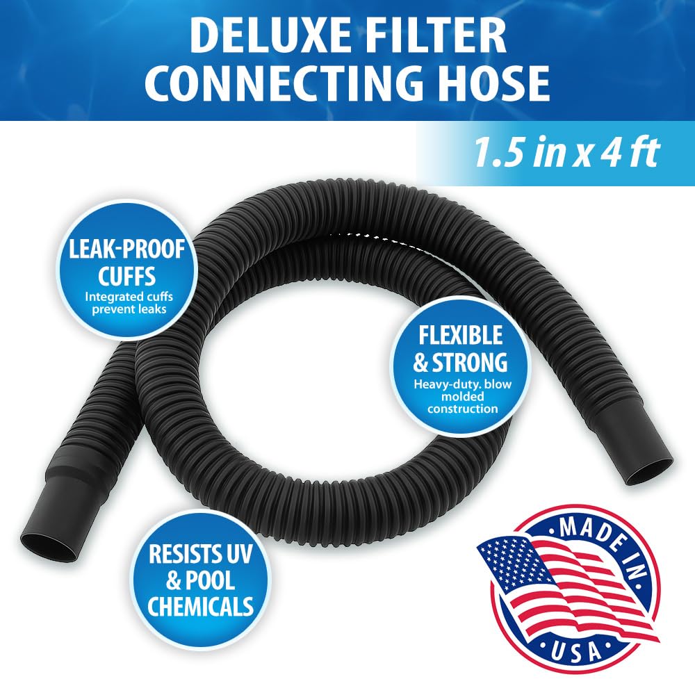 JED Pool Tools 60-345-04 Deluxe Filter Connecting Hose for Swimming Pool, 1-1/2-Inch by 4-Feet